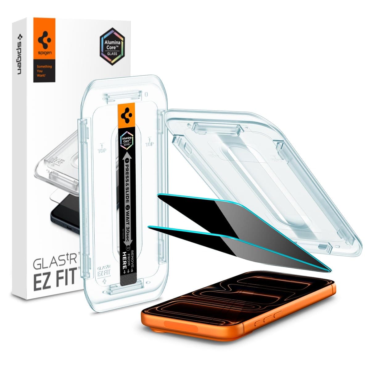 Spigen Glas.tR EZ Fit Sichtschutz Schutzfolie kompatibel mit iPhone 17 Pro Max, iPhone 16 Pro Max, 2 Stück, Privacy Schutz, inklusive Installationskit, Kratzfest, 9H Härte Folie