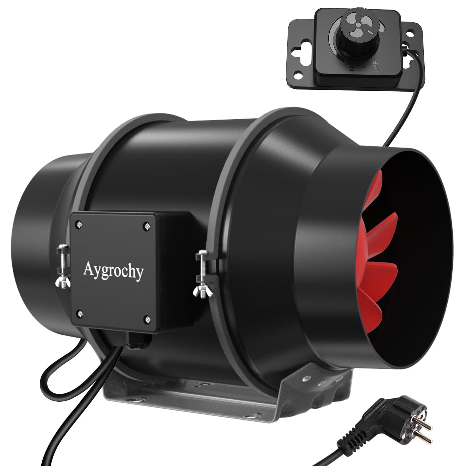 Aygrochy 125mm Extracteur d'Air Réglable 416m³/h,Ventilateur d'extraction EC Moteur avec Contrôleur de Vitesse Variable Pour VMC Salle de Bain, Cuisine,Garage,tentes de culture,ventilation.