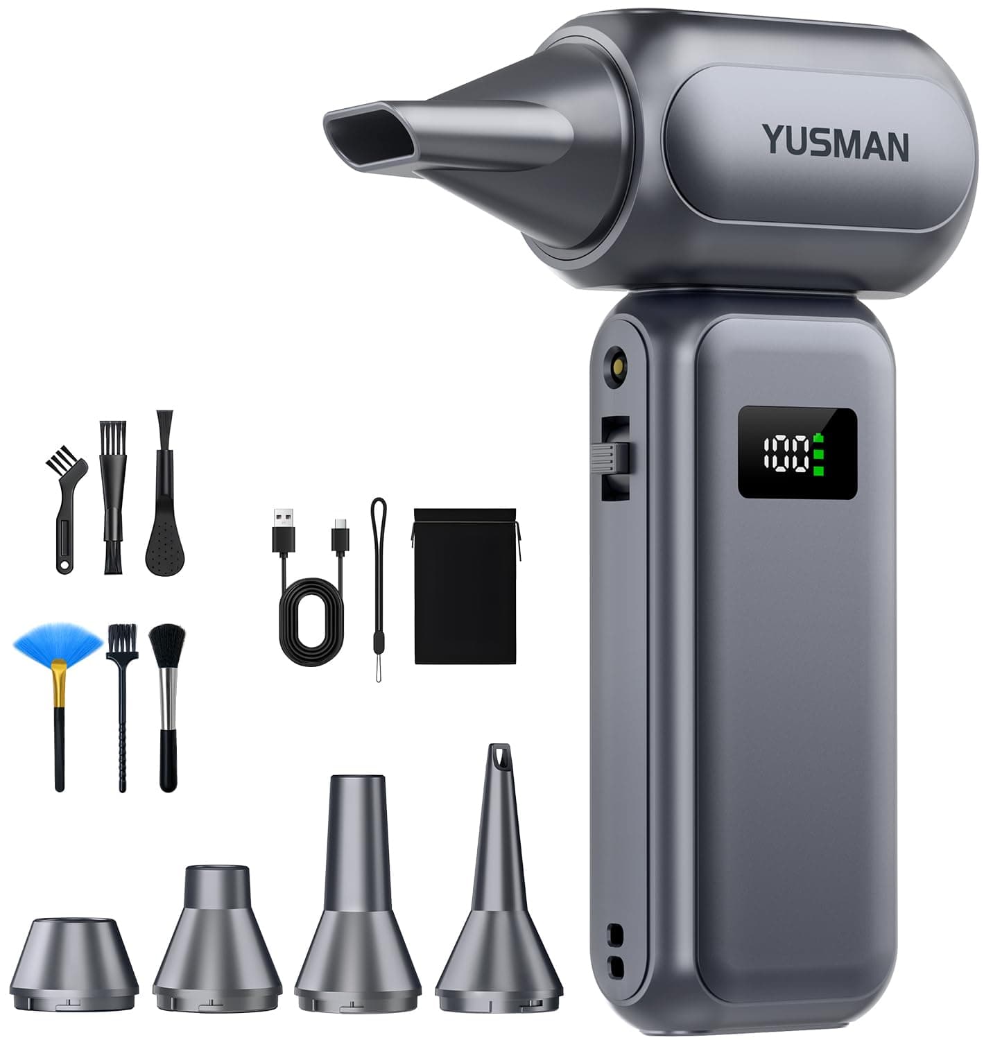 YUSMAN Souffleur à Air Comrimé Électrique 300000RPM - Mini Souffleur avec Réglage de Puissance 0-100% - pour Nettoyage PC, Clavier, Boîtier et Intérieur Auto