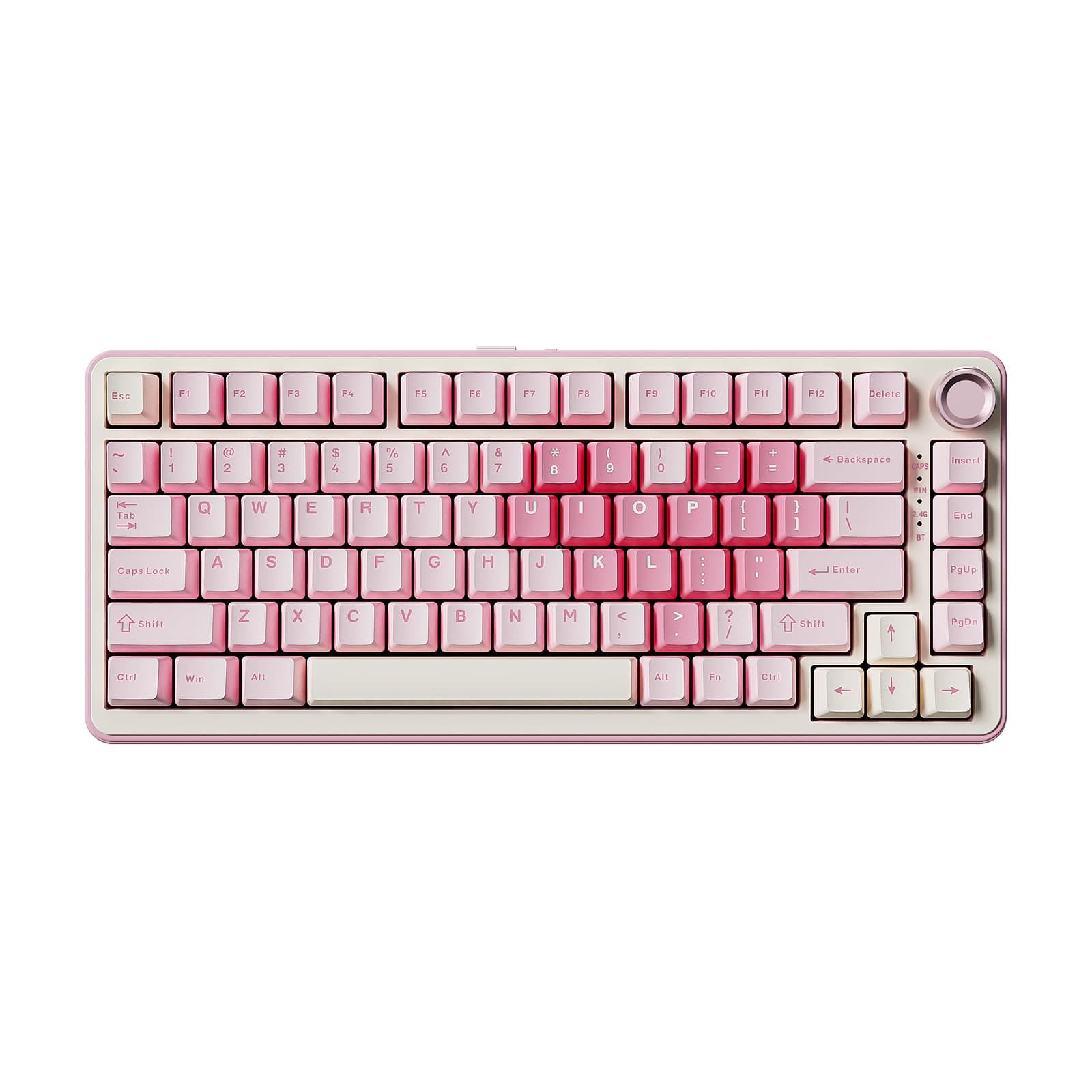YUNZII B75 Pro Teclado Mecánico Inalámbrico,75% Teclado para Juegos Hot Swap Hot Swap Custom Teclado con Knob,Pre-lubed Switches RGB,BT/Tipo-C/2.4G Teclado (Rosa, Cocoa Cream V2 Switch)