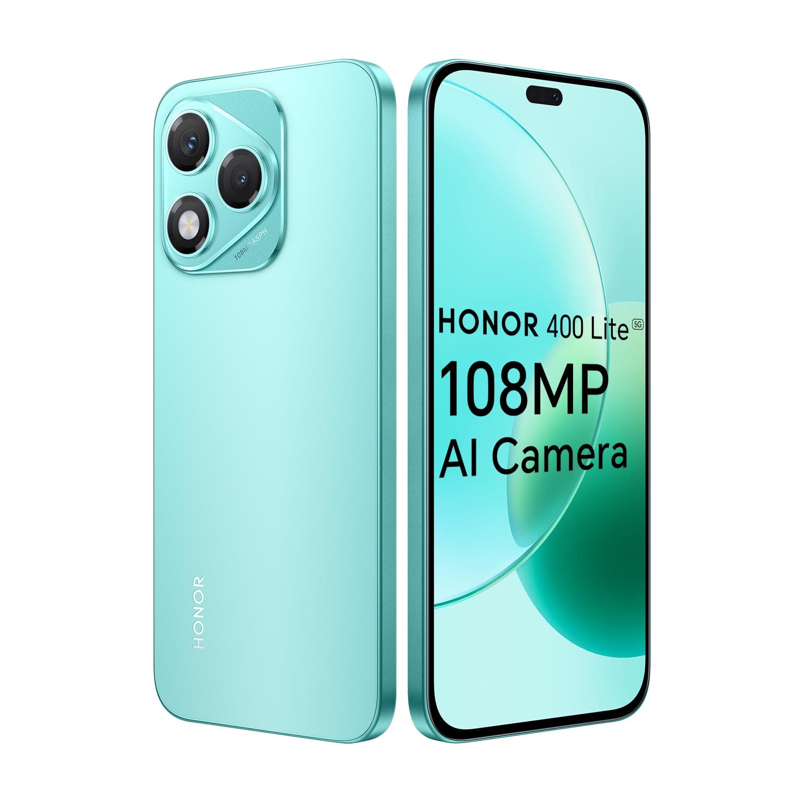 HONOR 400 Lite 5G Smartphone, 8GB 256GB, MTK 7025-Ultra, 5100mAh, Cámara AI de 108MP, 6,7" AMOLED Display 120Hz, IP64, Dual SIM, Android 15, Sin Cargador, Verde
