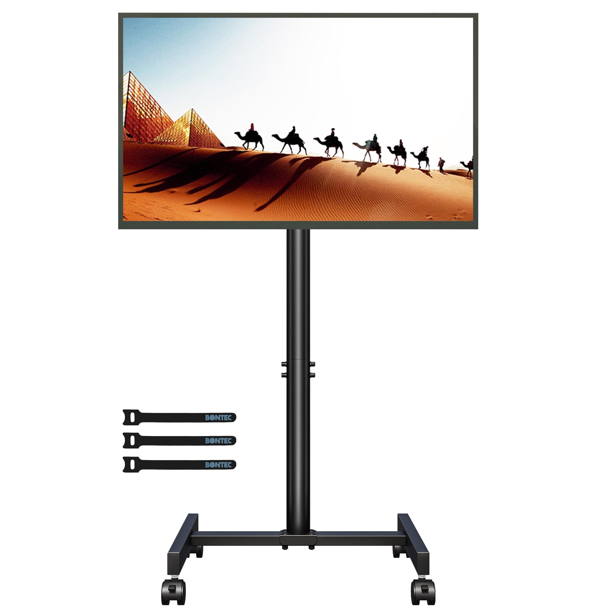 BONTEC Supporto TV da Pavimento con 4 Ruote per Schermo 13-42 pollici LED LCD Plasma, Carrello Staffa Porta Mobile Supporto TV Fino a 20 kg, Max VESA 200 x 200 mm