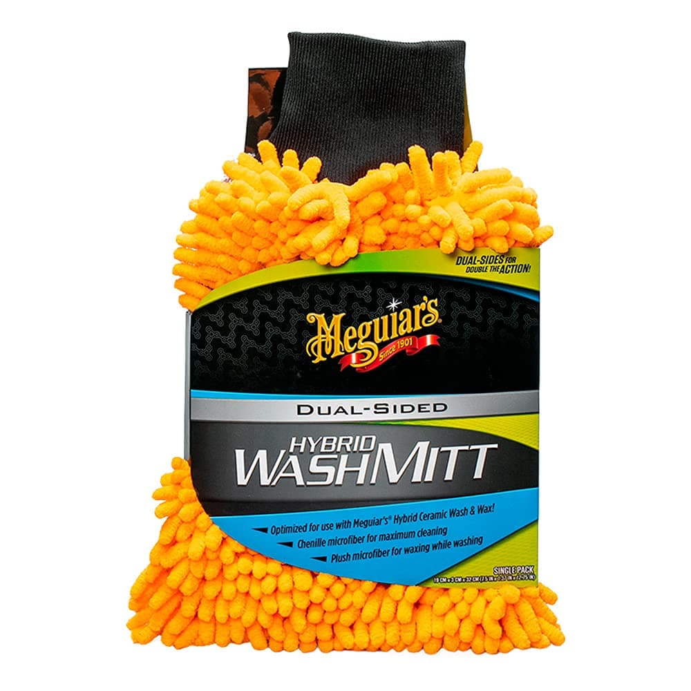 Meguiar's X210200EU Gant de Lavage Microfibre Hybride Double Face, Orange/Gris, Taille Unique