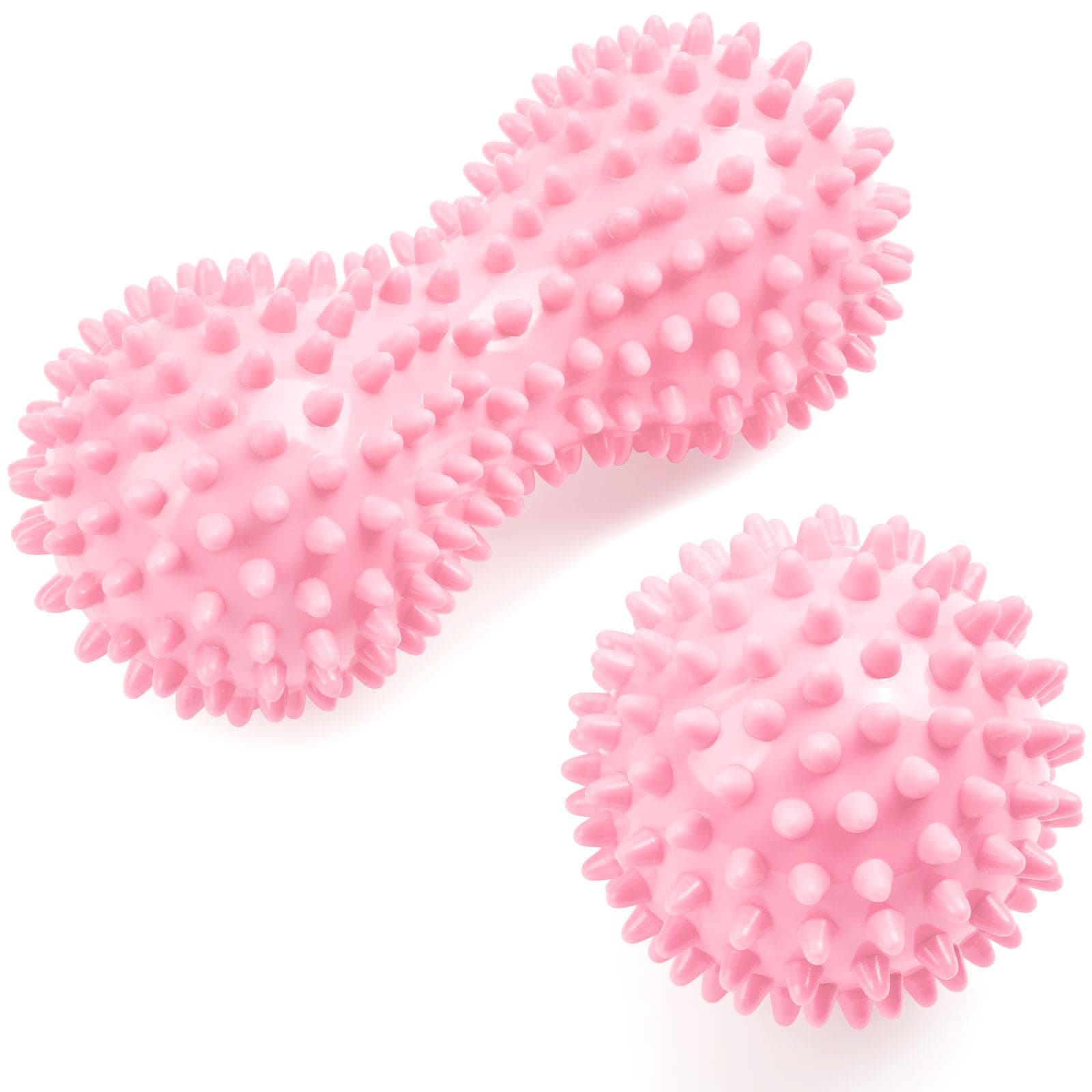 URAQT Palline Massaggio, 2 Pezzi Palle per Massaggio Fitness Palline a Riccio, Set di Palline da Massaggio per Alleviare lo Stress, Massage Balls per Automassaggio, Recupero Muscolare, Rosa