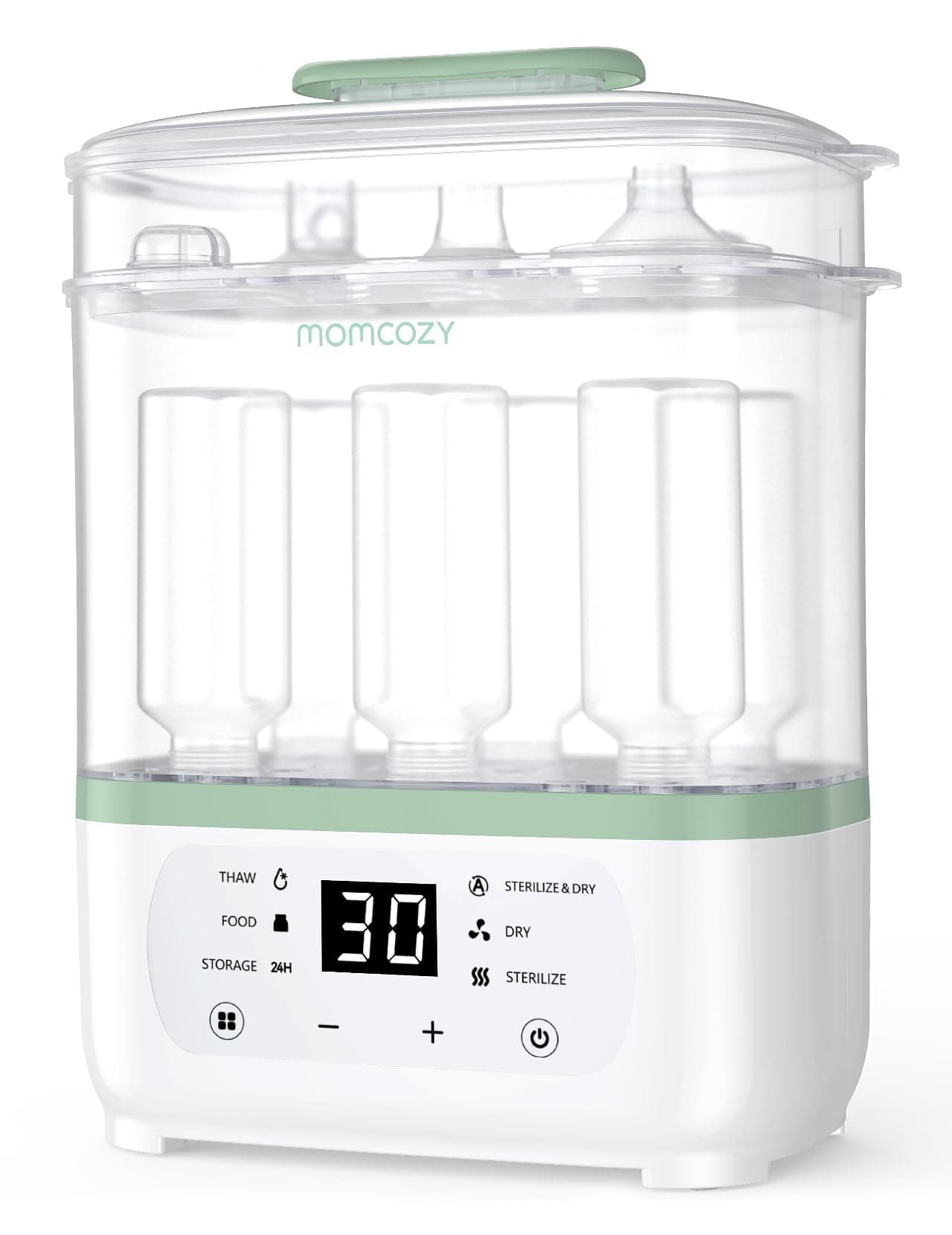 Momcozy Esterilizador Biberones 8-en-1, Esterilizador Eléctrico de Vapor para Biberones y Accesorios de Sacaleches, con Función de Secado y Almacenamiento 24 h, Capacidad 8 Biberones