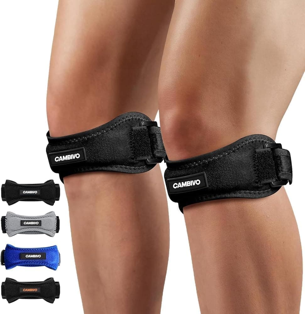 CAMBIVO Tutore Ginocchio Rotulea Regolabile 2 Pezzi, Ginocchiera Ortopedica con Cuscinetto di Compressione, Ginocchiera Rotulea per Tendinite, Infortunio Sportivo, Corsa, Sport