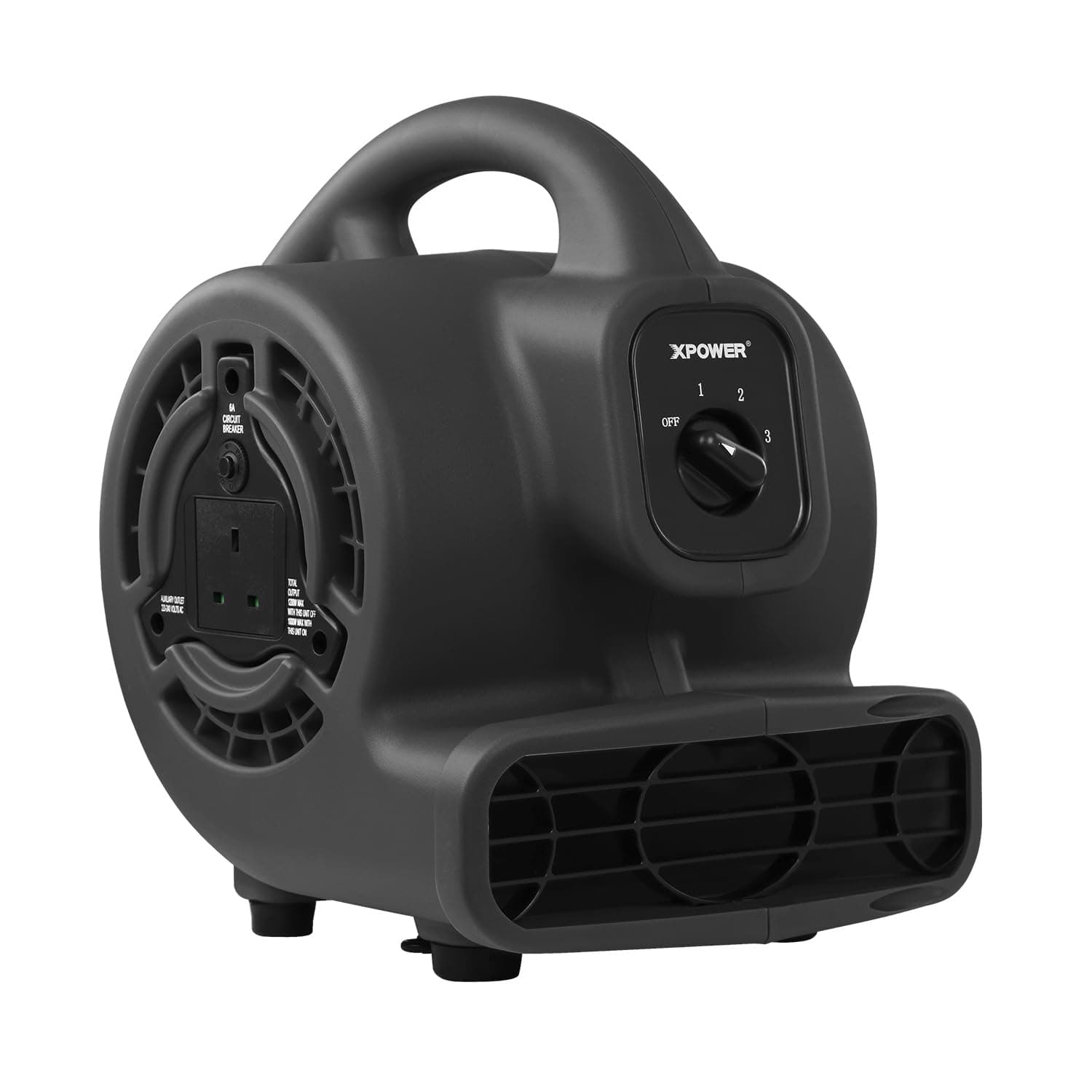 XPower Mighty Centrifugal Air Mover, Carpet Dryer, Floor Fan, Blower, Stackable, Daisy Chain, for Water Damage Restoration, Janitorial, Plumbing, Home Use (Schwarz, P-80A 320CFM)