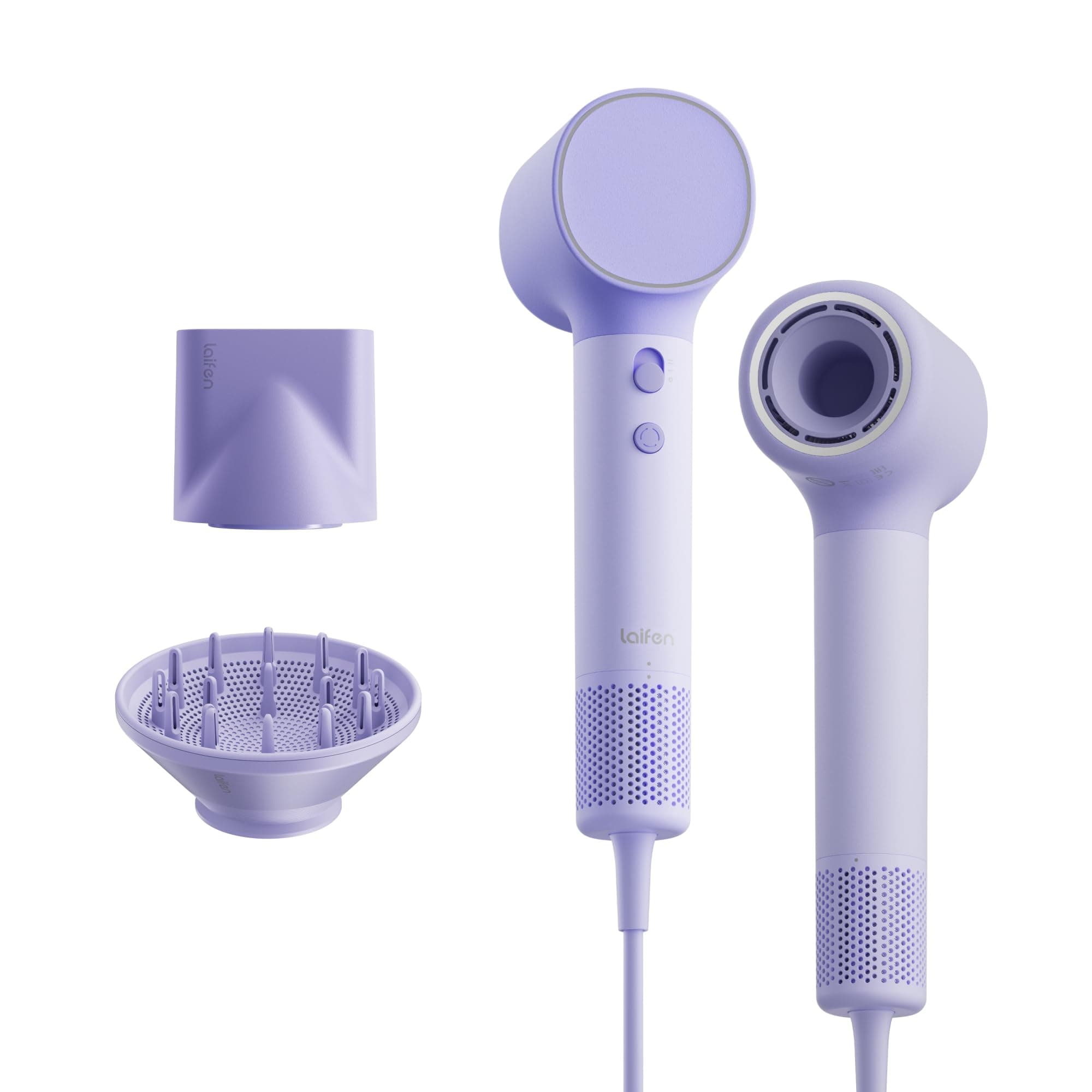 Laifen Neo Asciugacapelli ad Alta Velocità Con Motore Brushless da 110.000 Giri/Min, 200 Milioni di Ioni Negativi, Controllo Intelligente della Temperatura, 2 Ugelli Magnetici(Viola)