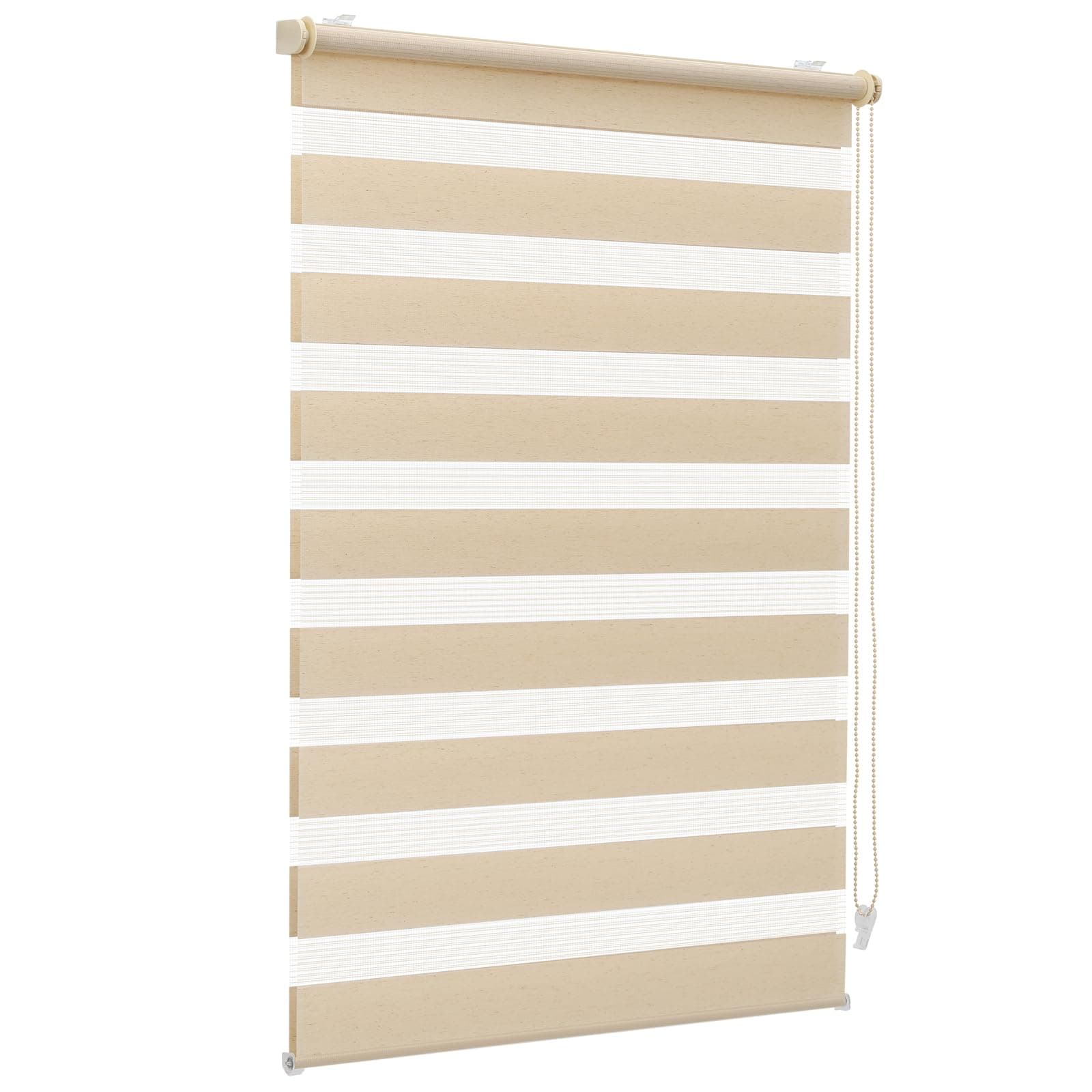 Sekey Doppelrollo Klemmfix ohne Bohren für Fenster, Doppelrollo 80 cm breit, Duo Rollo Jalousie Sonnenschutz, 80x130cm, Gelbleinen