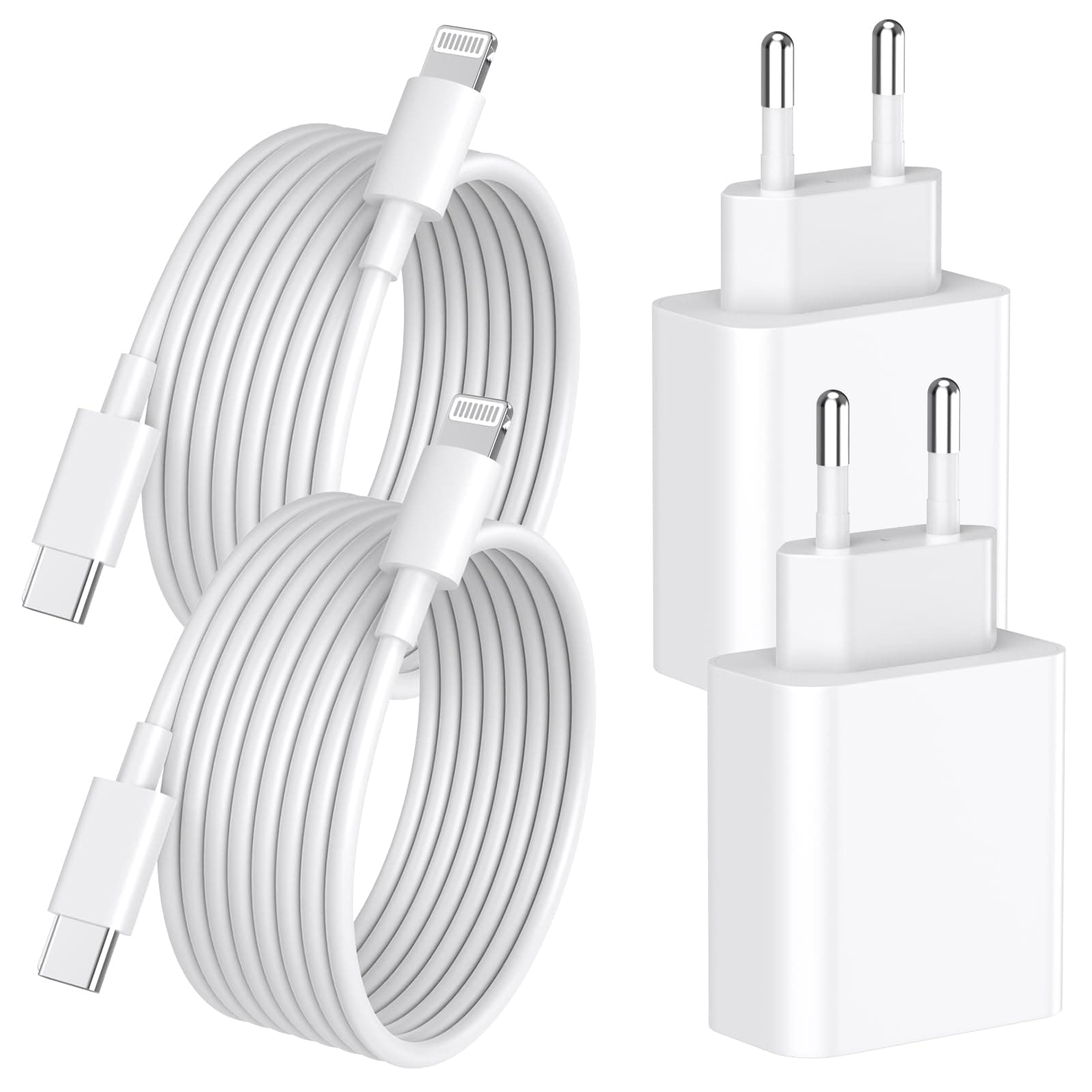 Chargeur Rapide iPhone 14 13 Pro Max, 4-Pack [Apple MFi Certifié] Chargeur Mural USB C PD 20W avec Câble de Charge Rapide USB C vers Lightning de 2 Mètres Compatible avec iPhone 14 13 12 11 XS XR X 8