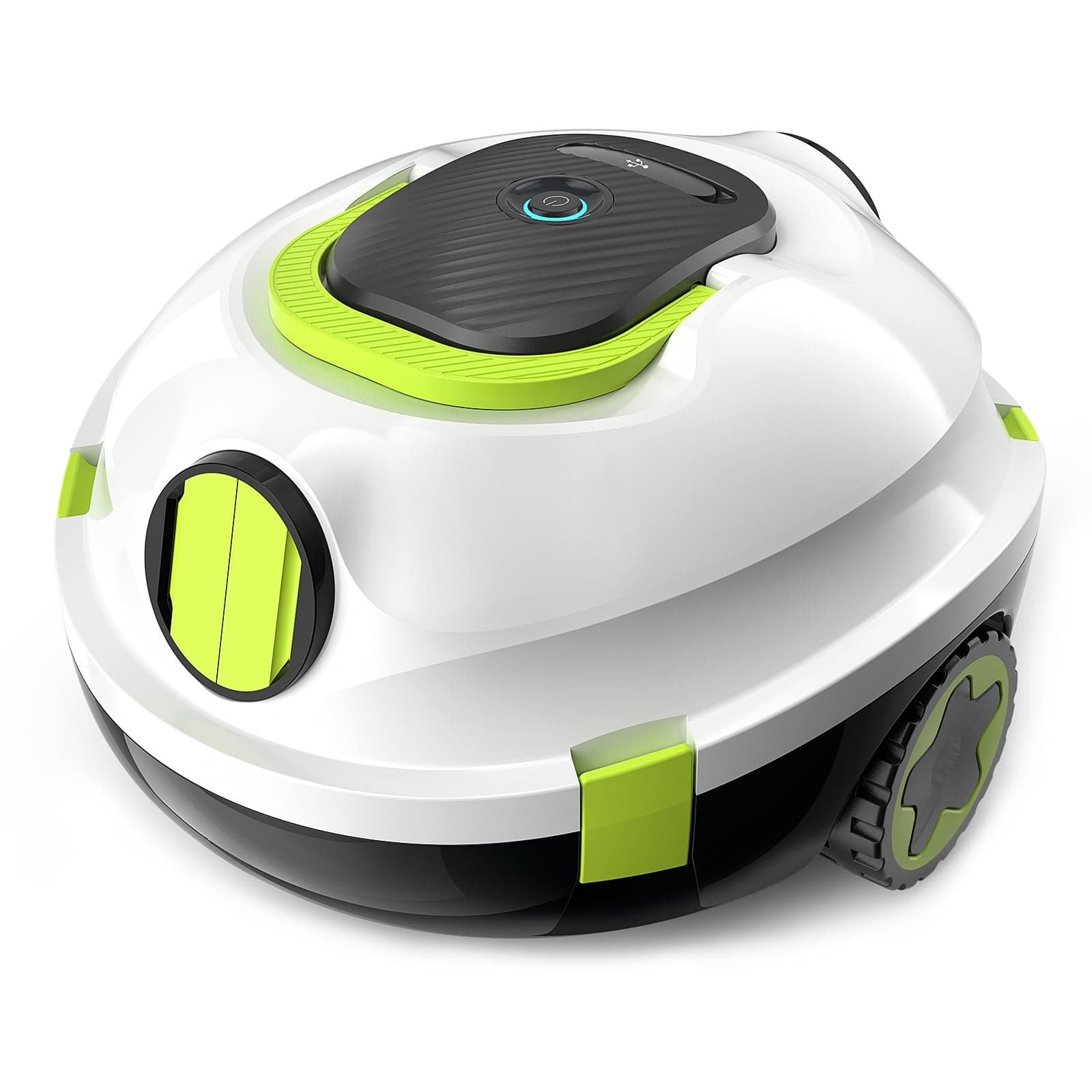 MEDOXA Robot de Piscine sans Fil, aspirateur de Piscine Automatique, 120 Minutes d'autonomie, stationnement Automatique, léger, Puissant Robot pour Piscine Hors-Sol/enterrée jusqu'à 110 ㎡(blancvert)