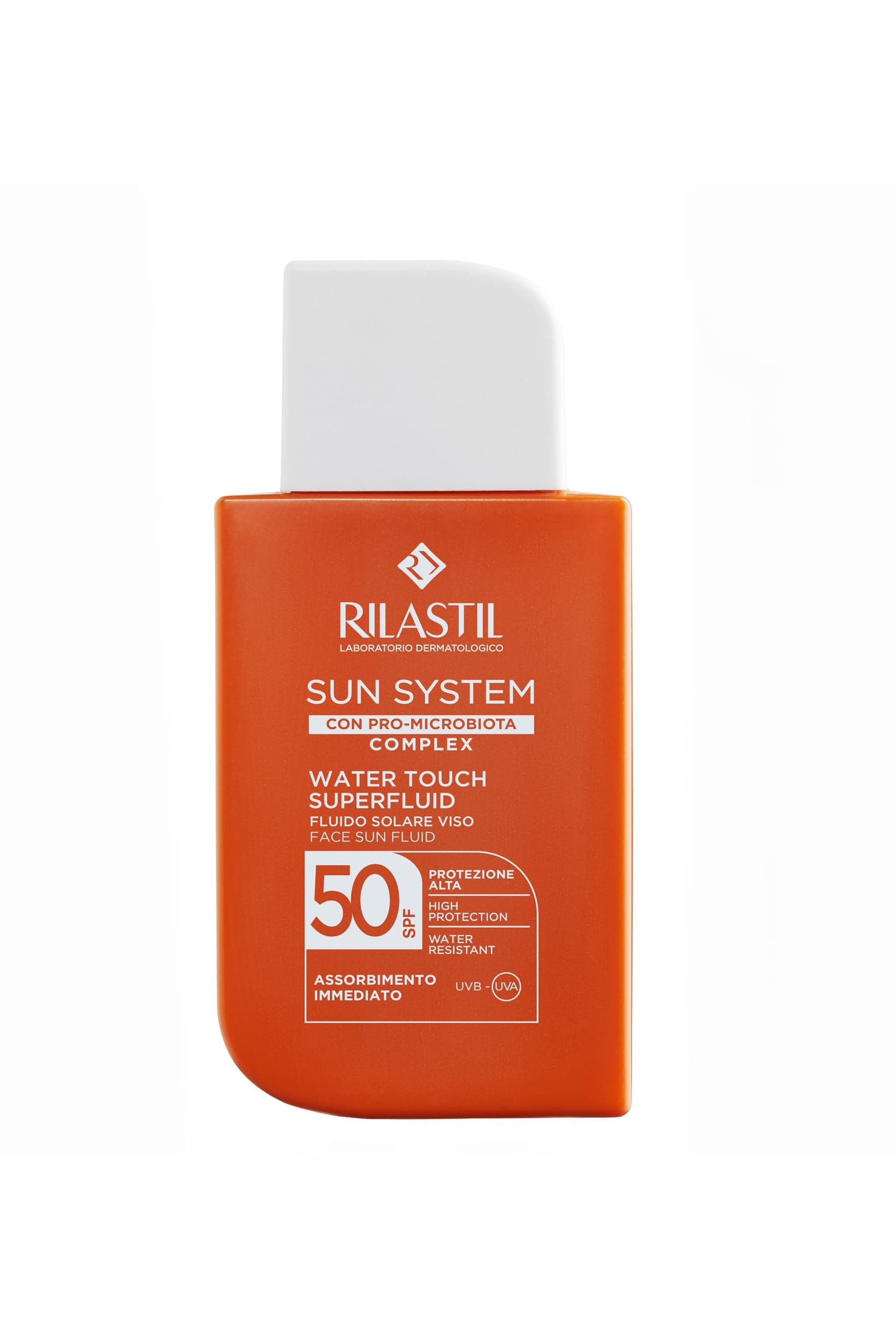 Rilastil Sun System Water Touch Superfluid SPF50, Fluido Solare Viso Idratante e Antiossidante, 50ml