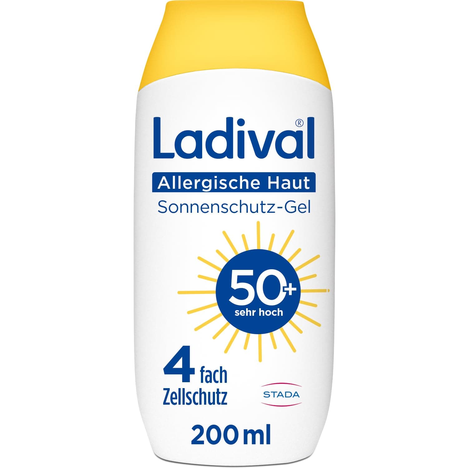 Ladival Sonnenschutz Gel LSF 50+ für allergische Haut - Sonnencreme bei Sonnenallergie und Mallorca-Akne, wasserfest, fettfrei, 4-fach Zellschutz, korallenfreundlich, leichte Gel-Formel, 200ml