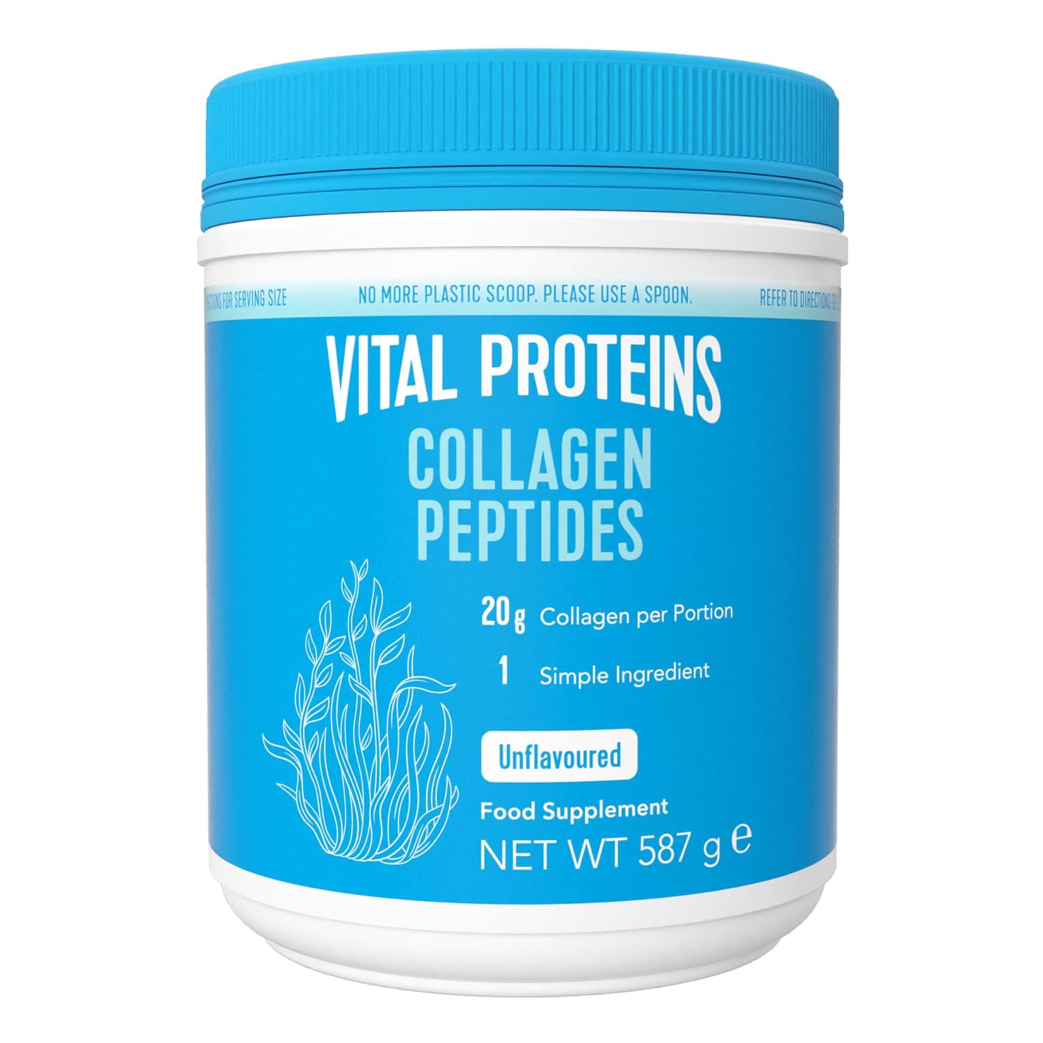 Vital Proteins Collagen Peptides complément alimentaire(Type I, III), Collagène hydrolysé Non Aromatisé, Cheveux, Ongles, Peau, Sans Gluten, Sans colorant ni Conservateur 20g par portion, 587g