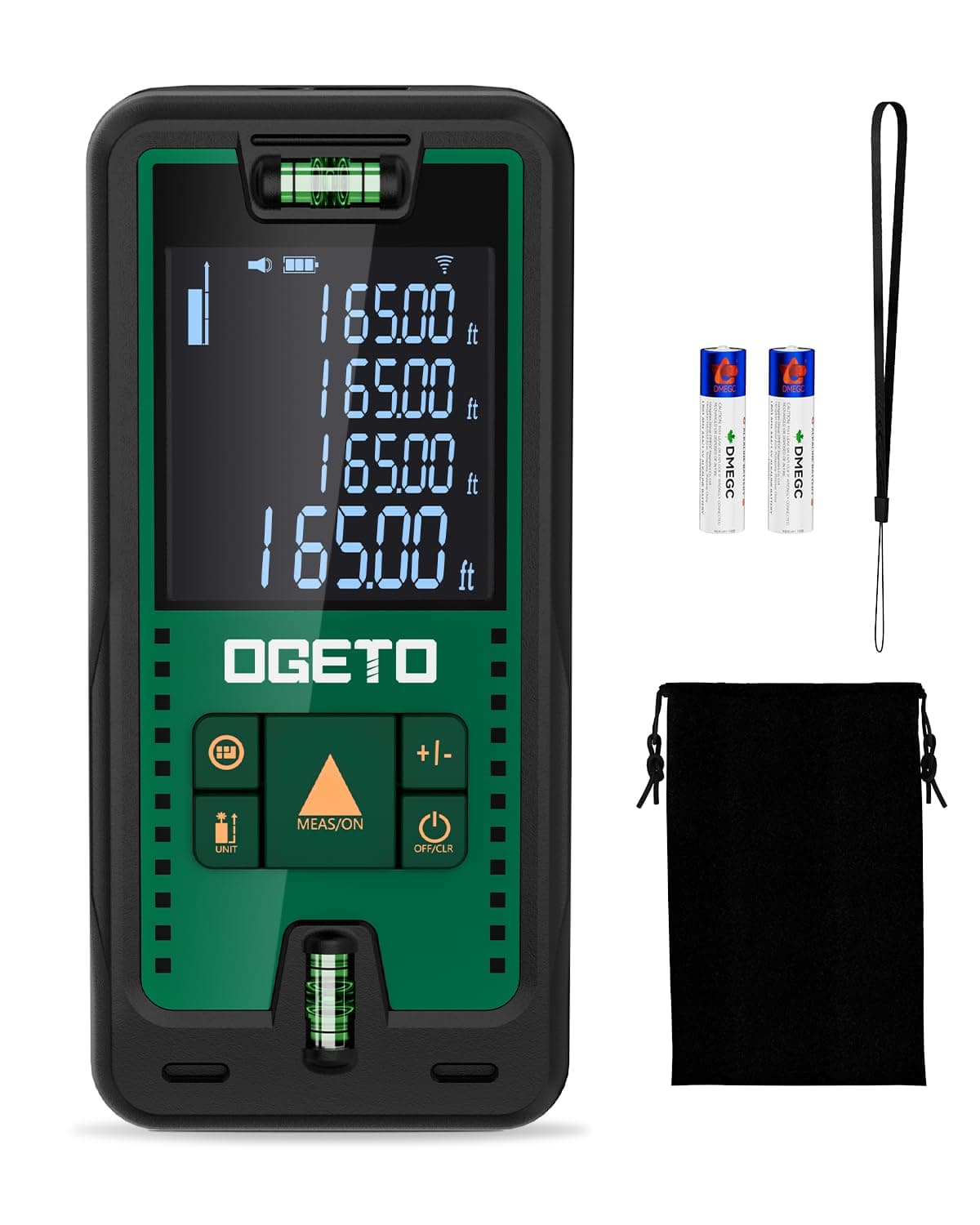 Metre Laser, Ogeto Télémètre Laser Numerique, 99 Stockage, Mesure Longueur/Zone/Volume/Théorème de Pythagore(2* AAA Piles) pour Rénovation Intérieure/Chantier de Construction