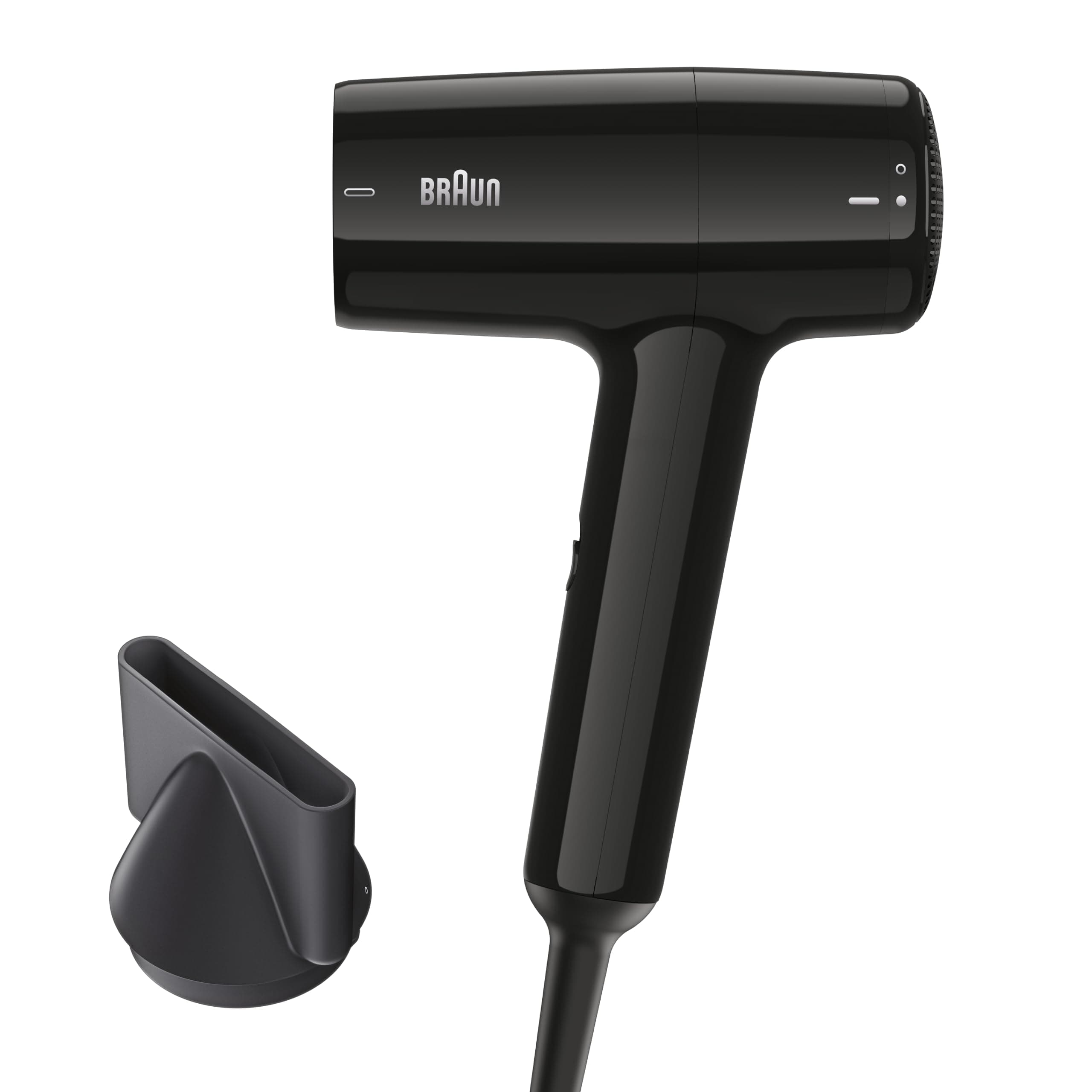 Sèche-Cheveux Braun HD1.5, Compact Et Léger Avec Un Concentrateur, Moteur 1800W Avec 3 Réglages De Température/Vitesse, Finition Noir Brillant, BRHD150E