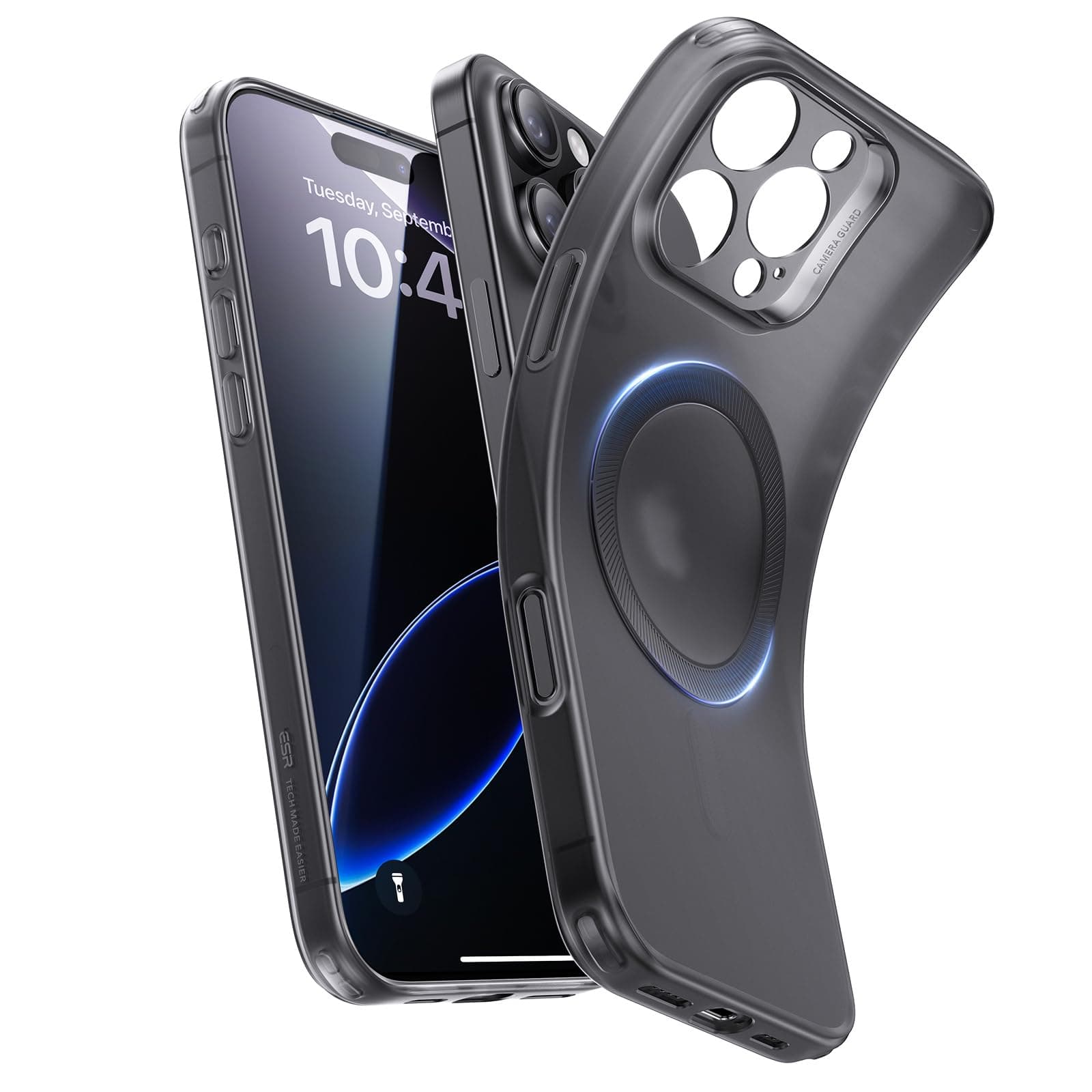 ESR für iPhone 16 Pro Hülle, kompatibel mit MagSafe, Kameraschutz, stoßfeste dünne Hülle, widersteht Vergilbung und Kratzern, magnetische Handyhülle für iPhone 16 Pro, Schwarz