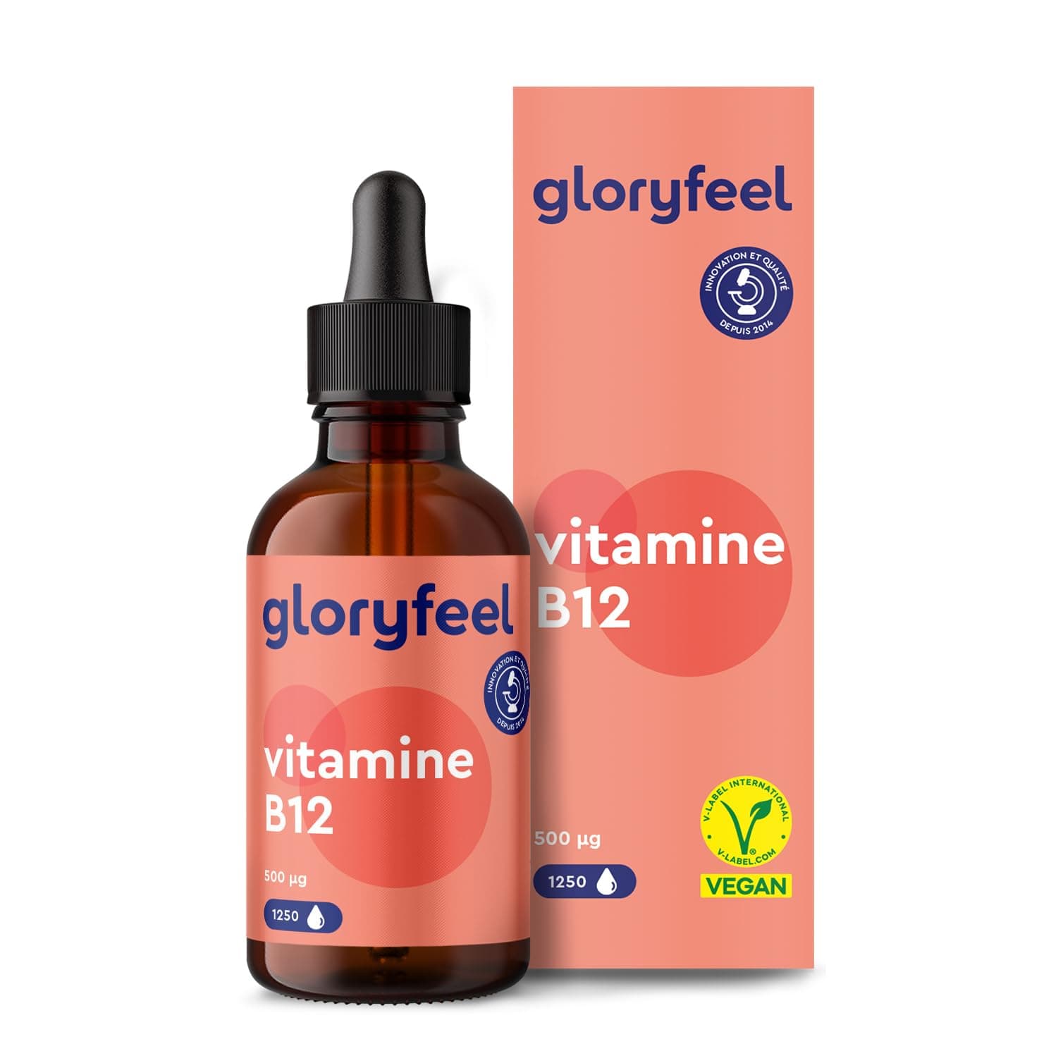 Vitamine B12 en Gouttes 50 ml (1250 Gouttes), Vitamin B12 1000 μg, 50ml, 2 Formes Actives Méthylcobalamine & Adénosylcobalamine, Absorption Efficace, Testé en Laboratoire, 100% Végane et Sans Alcool