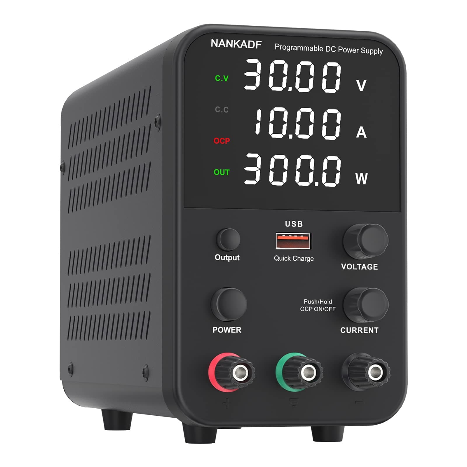 Fuente de alimentación conmutada DC (0-30V,0-10A) Ajustable, Fuente de alimentacion Laboratorio de 4 dígitos de Alta precisión, Fuente de alimentación Variable para Mesa de Laboratorio, Negro