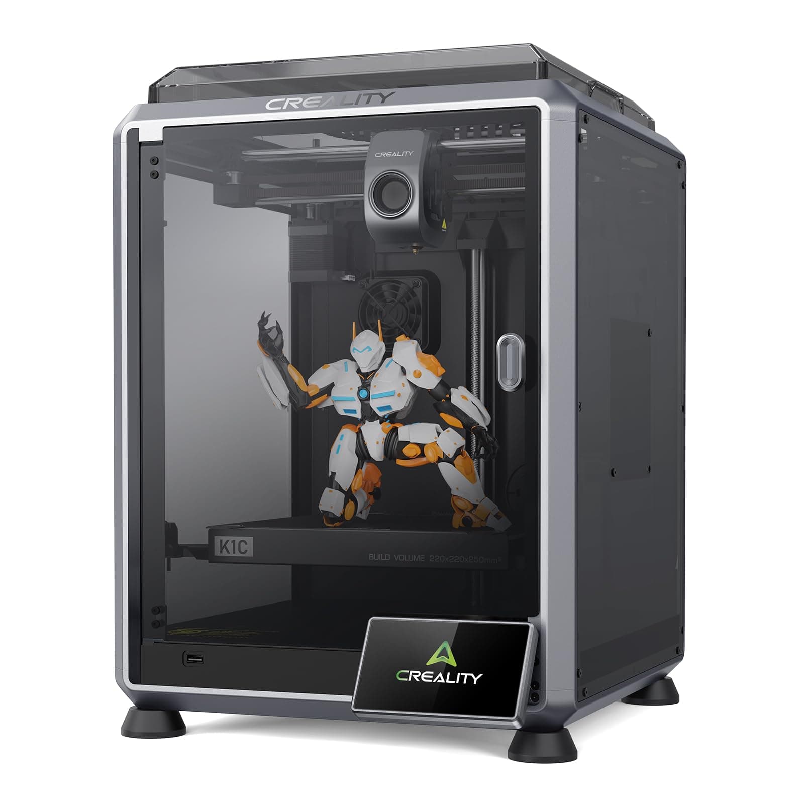 Creality Impresora 3D K1C Gris, Impresora 3D 600mm/s Impresión Rápida, con Cámara AI, Nivelación Automática, Extrusora Robusta, 220x220x250mm