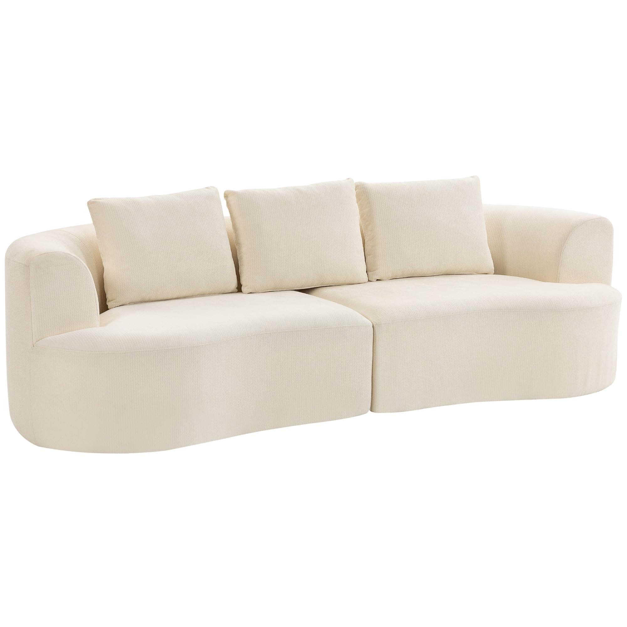 HOMCOM Canapé 3 Places en Chenille 260 cm, canapé Salon rembourré Moderne, Assise Large, 3 Coussins, Ressorts ensachés, Mousse Haute densité, entièrement compressé Pas de Montage nécessaire, crème | Mousse haute densité