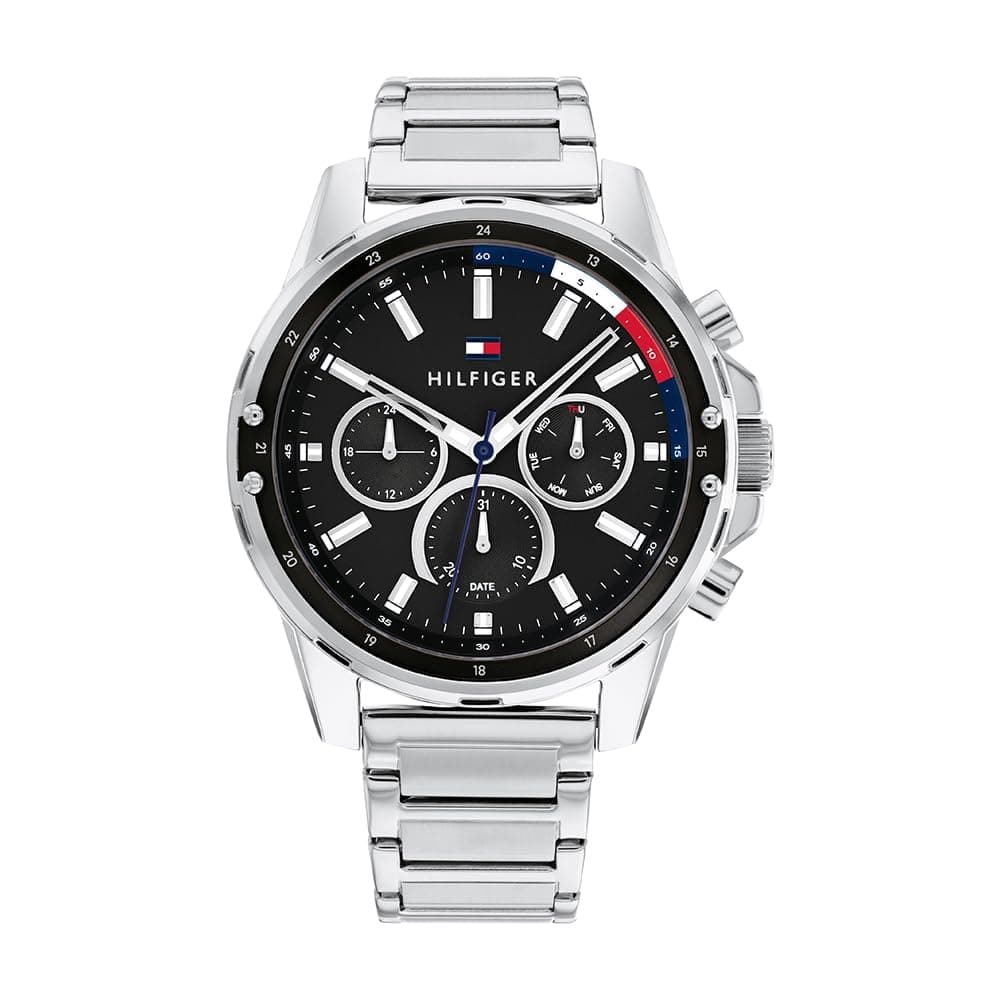 Tommy Hilfiger Reloj Analógico de Cuarzo Multifunción para Hombre con Correa en Acero Inoxidable o en Silicona