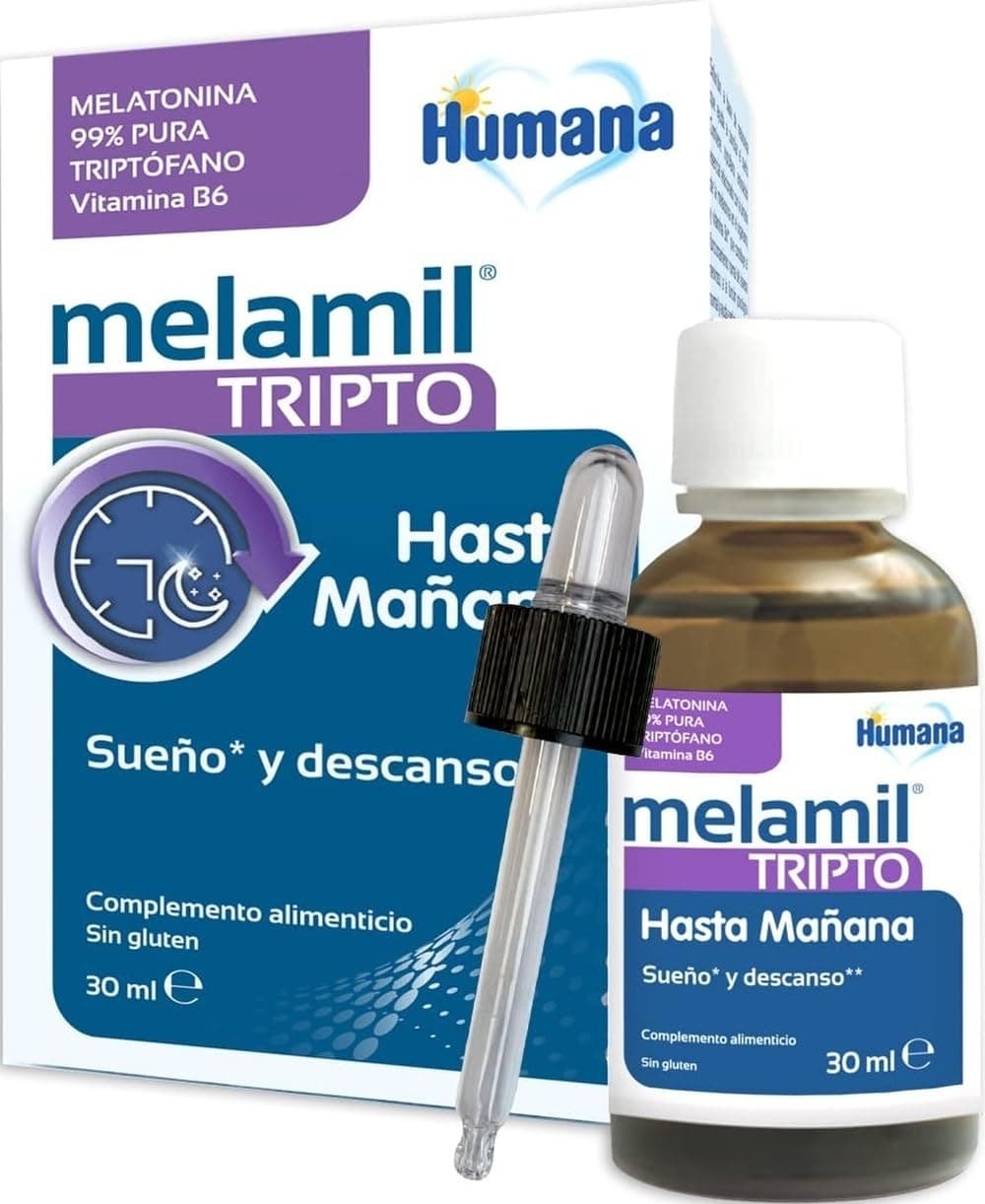 Melamil Tripto, complemento alimenticio a base de melatonina 99% pura, triptófano y vitamina B6 que ayuda a descansar cada noche, 30 ml en gotas