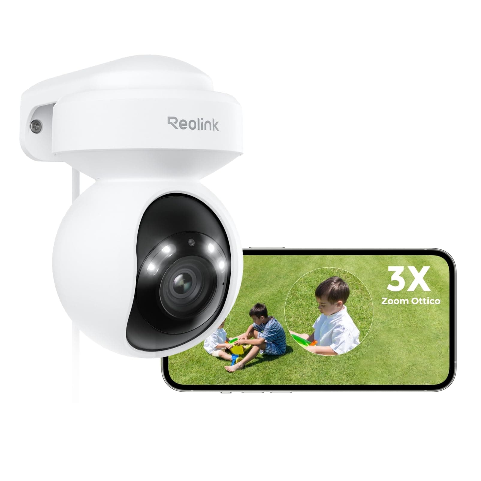 Reolink 4K PTZ Telecamera Wi-Fi Esterno/Interno con Auto-Tracking, Rilevamento Persone/Veicoli/Animali, Videocamera Sorveglianza Esterno Supporta Wi-Fi 6, Audio a 2 Vie, E1 Outdoor PRO