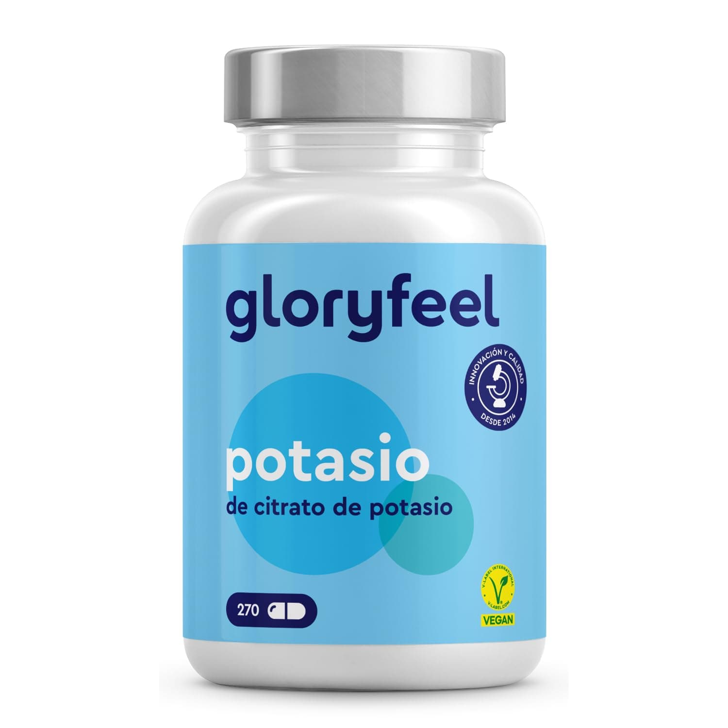 Citrato de Potasio 2446mg - 270 Cápsulas (+4 meses) - Suplemento Deportivo Natural de Alta Potencia - Altamente dosificado: 800mg de Potasio elemental - Vegano, sin aditivos