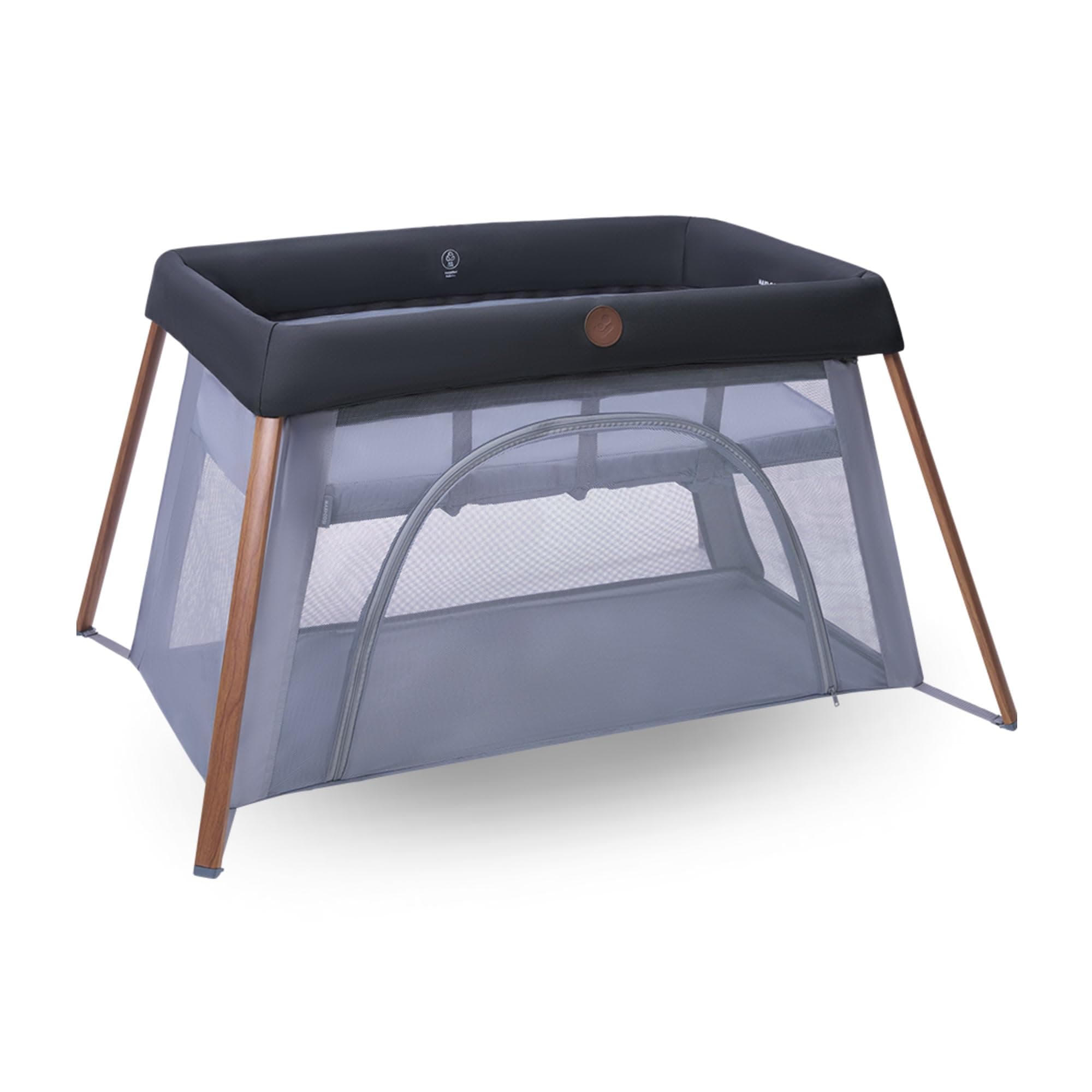 Maxi-Cosi Iris2, 2 en 1 Cuna de Viaje Bebé, de 0 a 3 Años, 0-15 kg, Cuna Bebé, 2 Niveles para Dormir, Ventana Lateral de Entrada, Ligera y Plegable, Colchón Extensible, Eco Care, Essential Graphite