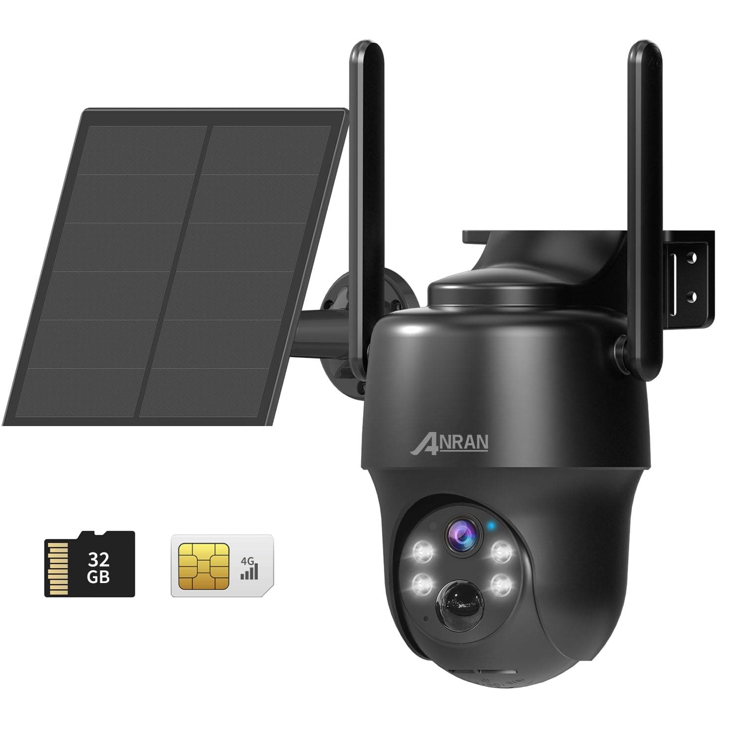 ANRAN 3G/4G LTE Cámara Vigilancia Exterior con SIM, 2K HD 4G Solar Camara sin Cable con Batería, PTZ 360°, Visión Nocturna, Detección De Movimiento, Audio Bidireccional, Almacenamiento Local, G1 Negro