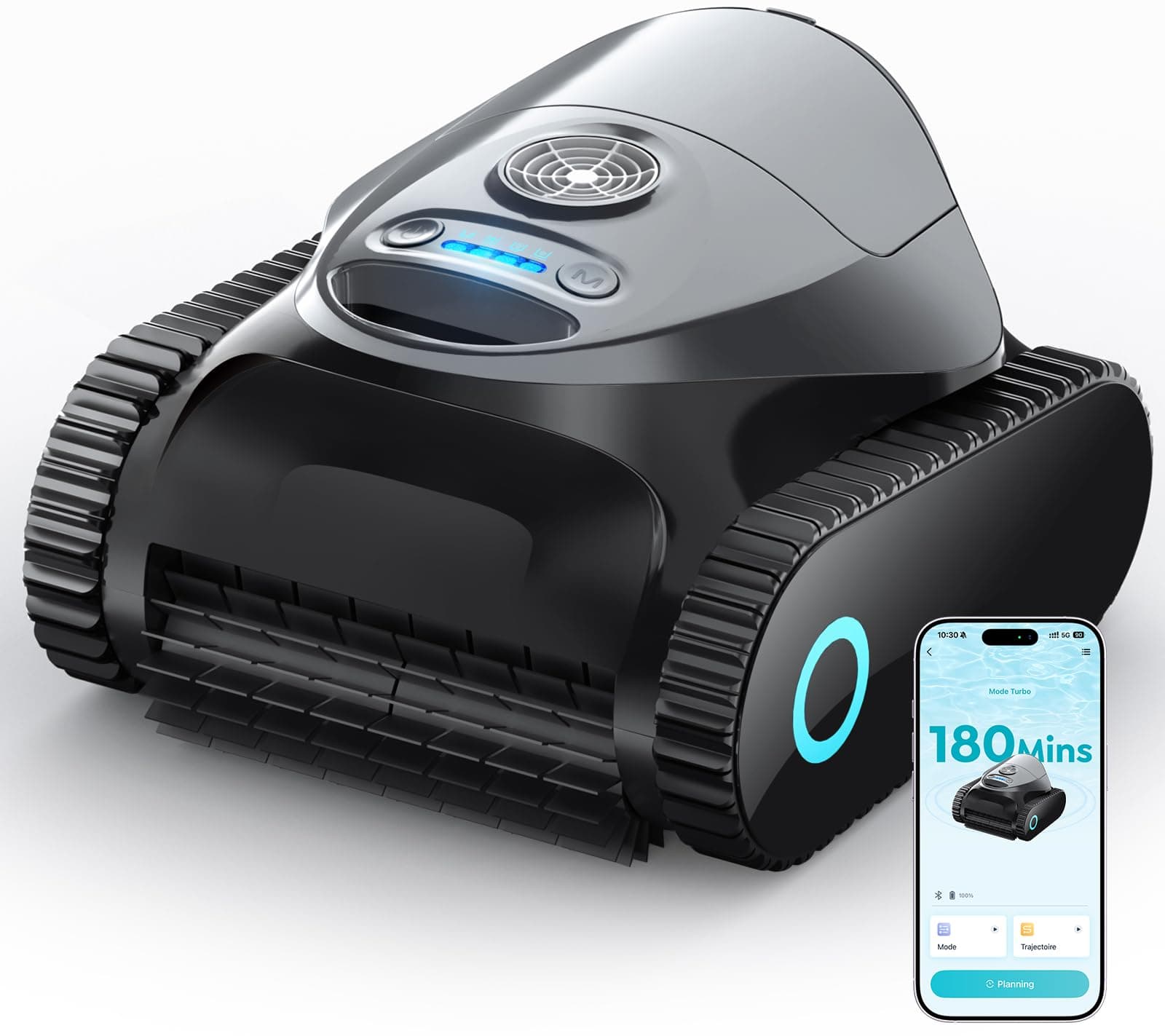 C1 Robot de Piscine Fond et Parois, Double Filtre, 7 Modes de Nettoyage, 180 Min d'Autonomie, Robot Piscine sans Fil, Puissant Aspirateur pour Piscines jusqu'à 150 m²,Platine