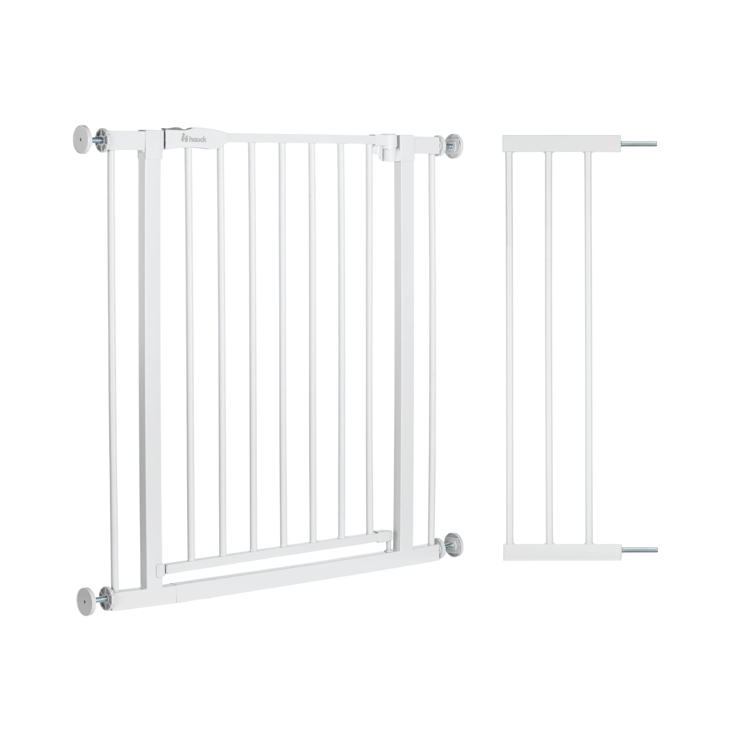 hauck Open N Stop 2 + Estensione da 21 cm, Grigio Scuro - Cancelletto per Bambini Cani, Larghezza Regolabile da 96 a 101 cm, Alto 77 cm, Apribile con una Mano in Entrambe Direzioni, Solo per Interno