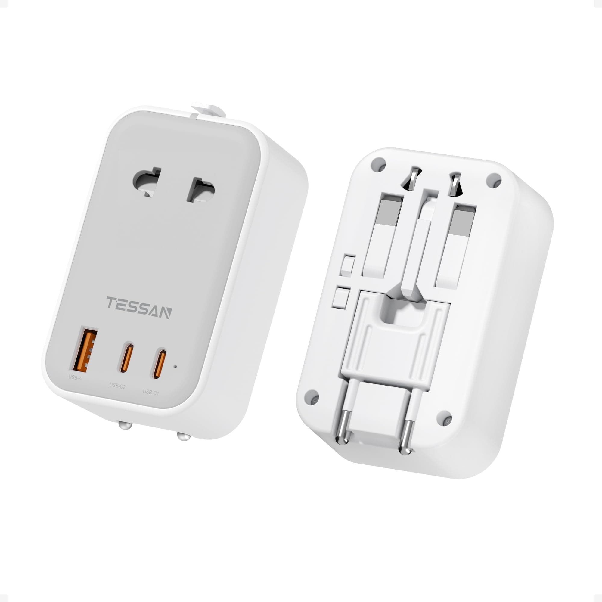 TESSAN Adaptateur Prise Universelle PD 20W, Adaptateur Voyage avec 2 USB C | Adaptateur Universel de Voyage avec 3 USB, Prise Universelle Voyage pour France USA Anglaise Australie Japon Chine, Gris