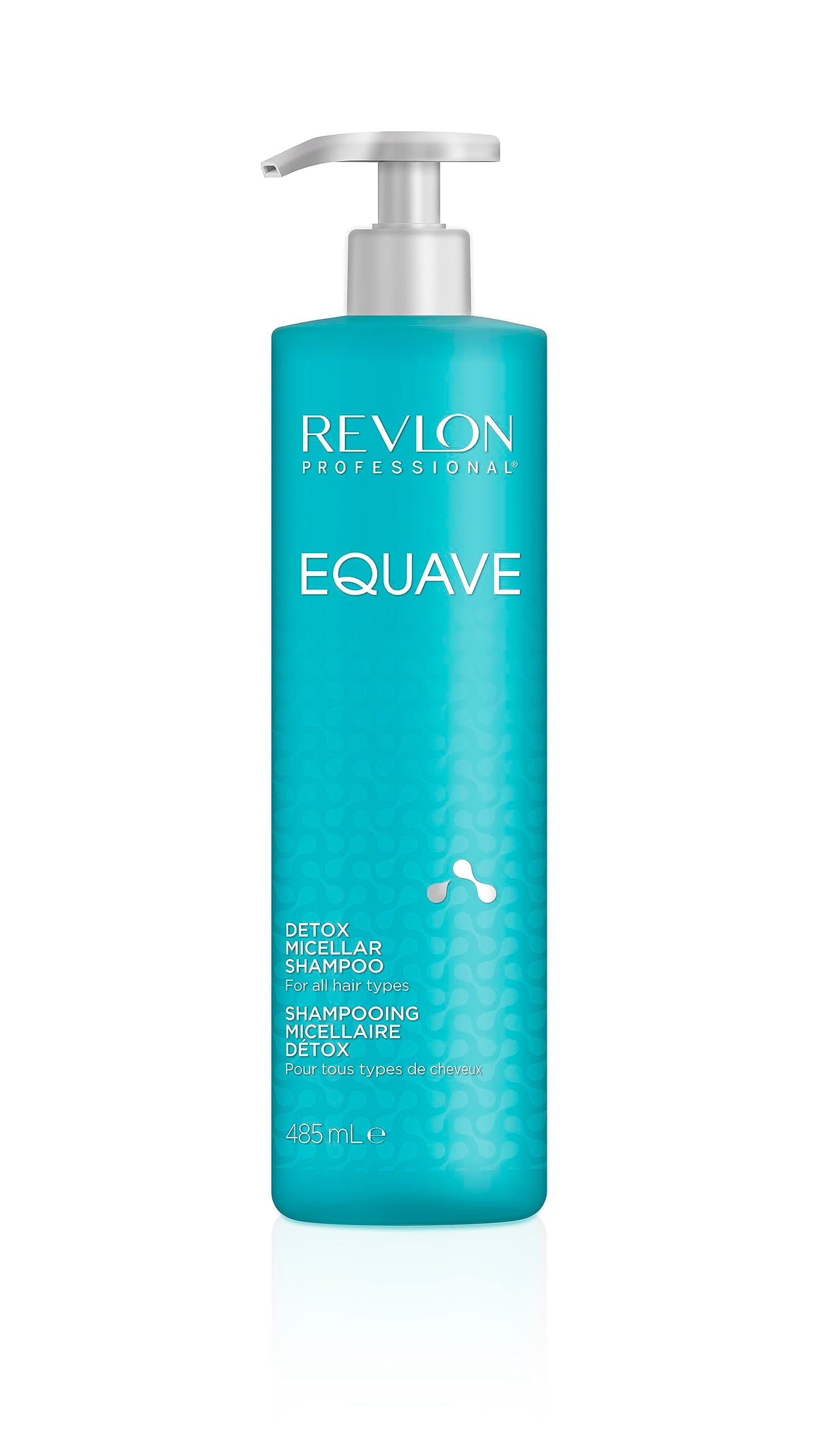 REVLON PROFESSIONAL EQUAVE Detox Micellar Shampoo für alle Haartypen, 485 ml, tiefenreinigendes Mizellen Haarshampoo mit Gel-Textur, Haarpflege für seidige, glänzende Haare