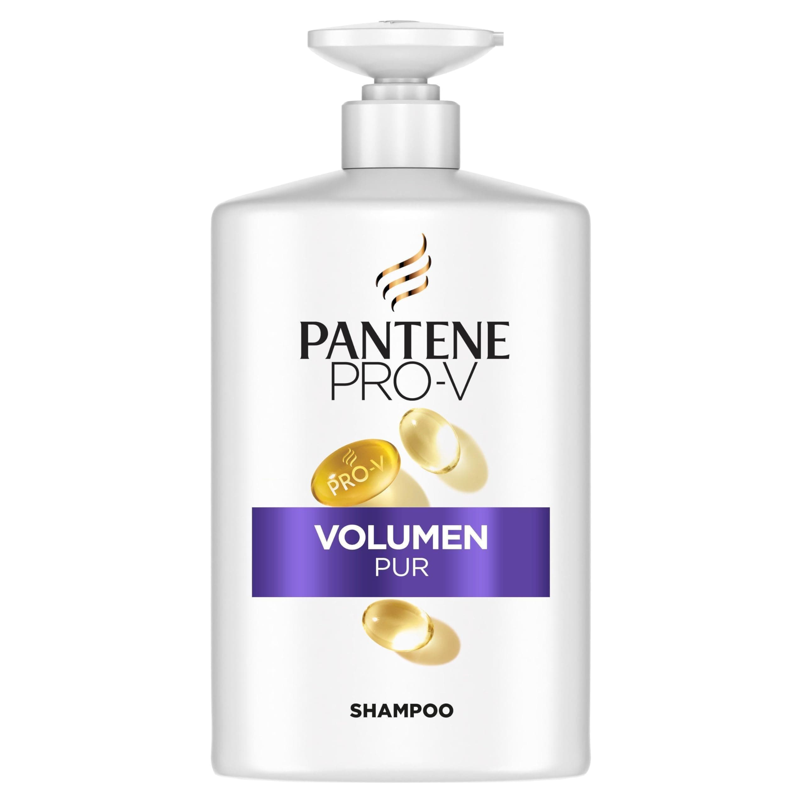 Pantene Pro-V Volumen Pur Shampoo 1000ml Pumpspender für Feines, Plattes Haar Reinigt Sanft Schützt die Haarbindungen Ohne Silikone, Mineralöle und Farbstoffe Active Nutri-Plex Technologie