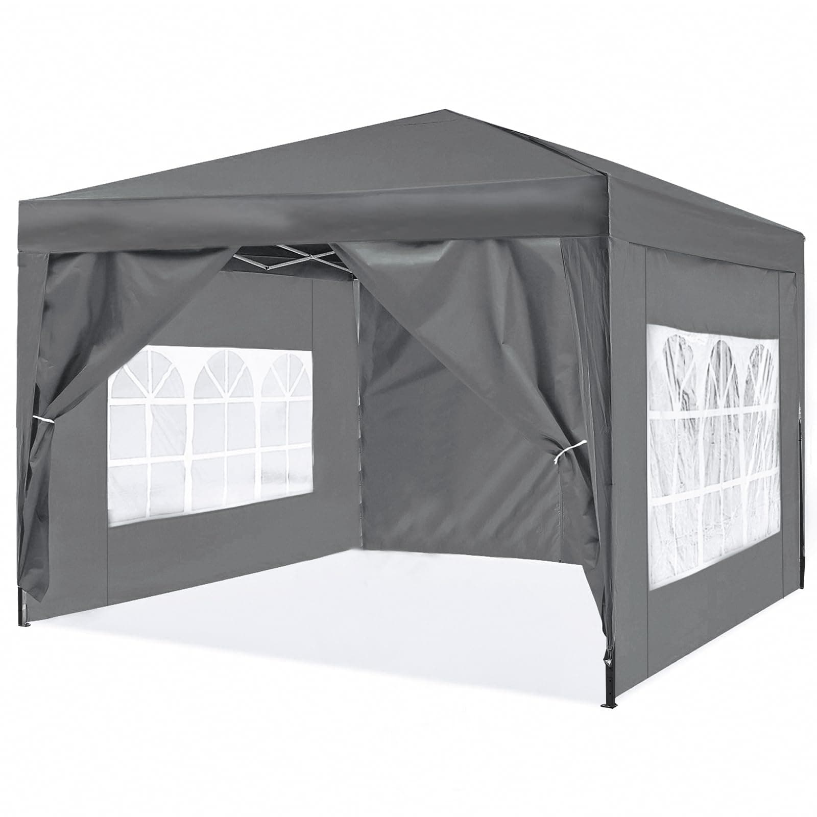 ISE Carpa Plegable 3x3, pergolas de Jardin Robusto, Carpas para Exteriores con 4 Paredes pergolas de Laterales para Reception, Fiesta, Camping, Festival, Cerveza, Carpa Camping Gris