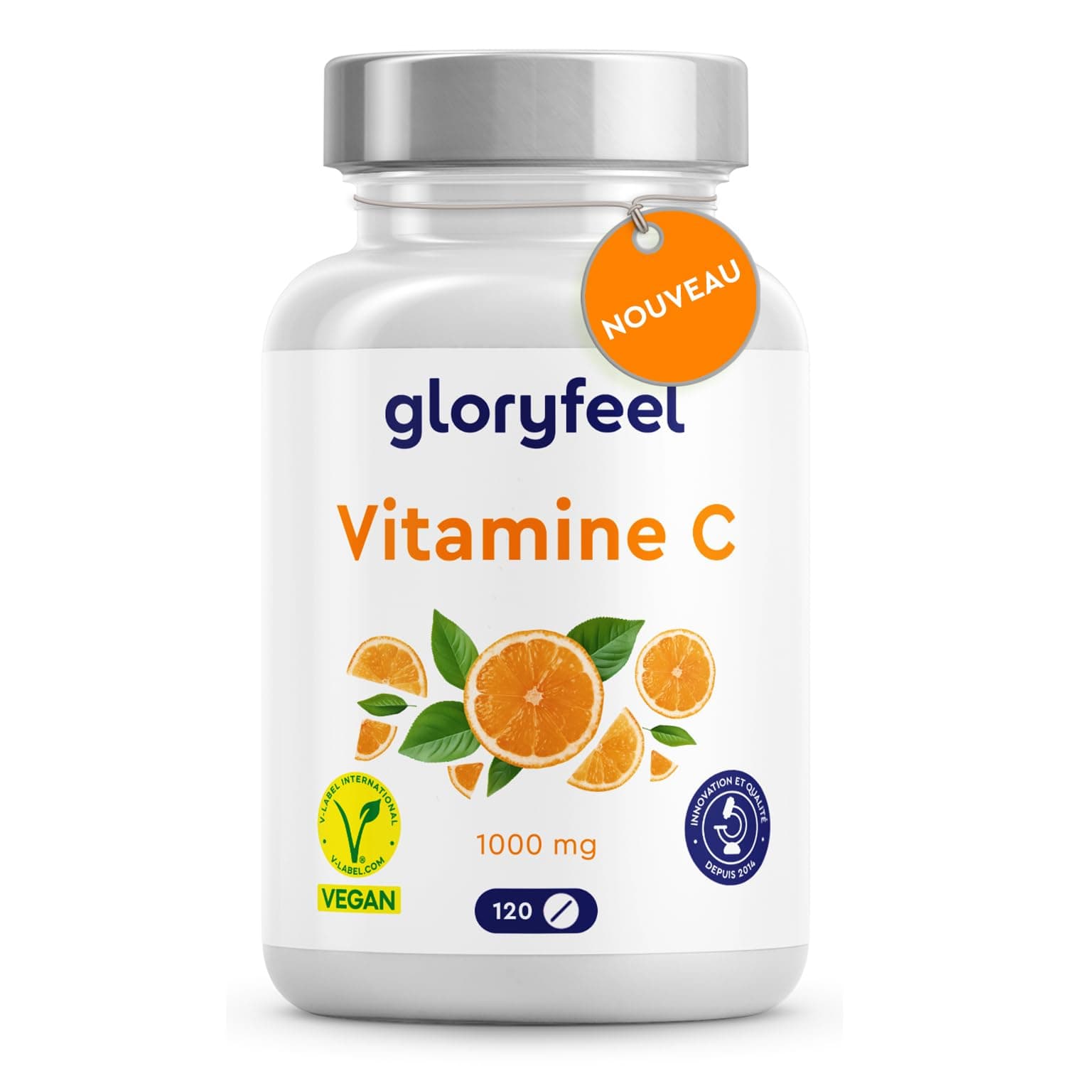 Vitamine C 1000mg, Antioxydant pour Os, Système Immunitaire, Peau, & Fatigue, 120 Comprimés, Cure de 4 Mois, Vitamine C Hautement Dosée, L Acide Ascorbique Pure, Testé en Laboratoire & Sans Additifs