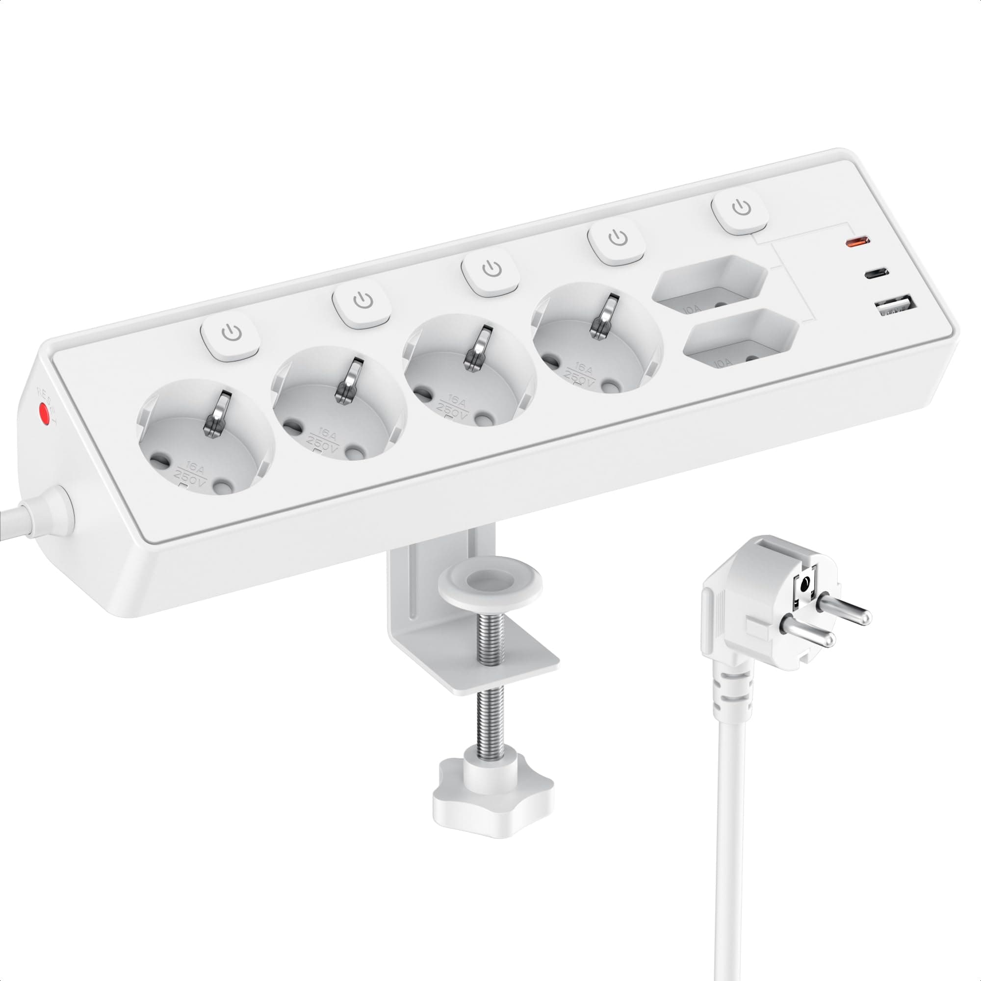 Ciabatta Multipresa (PD 30W), 6 Prese di Corrente e 3 USB, Ciabatta Elettrica with Surge Protection, Multipresa Elettrica di da 3 M con Interruttore per Scrivania, Ufficio, Casa