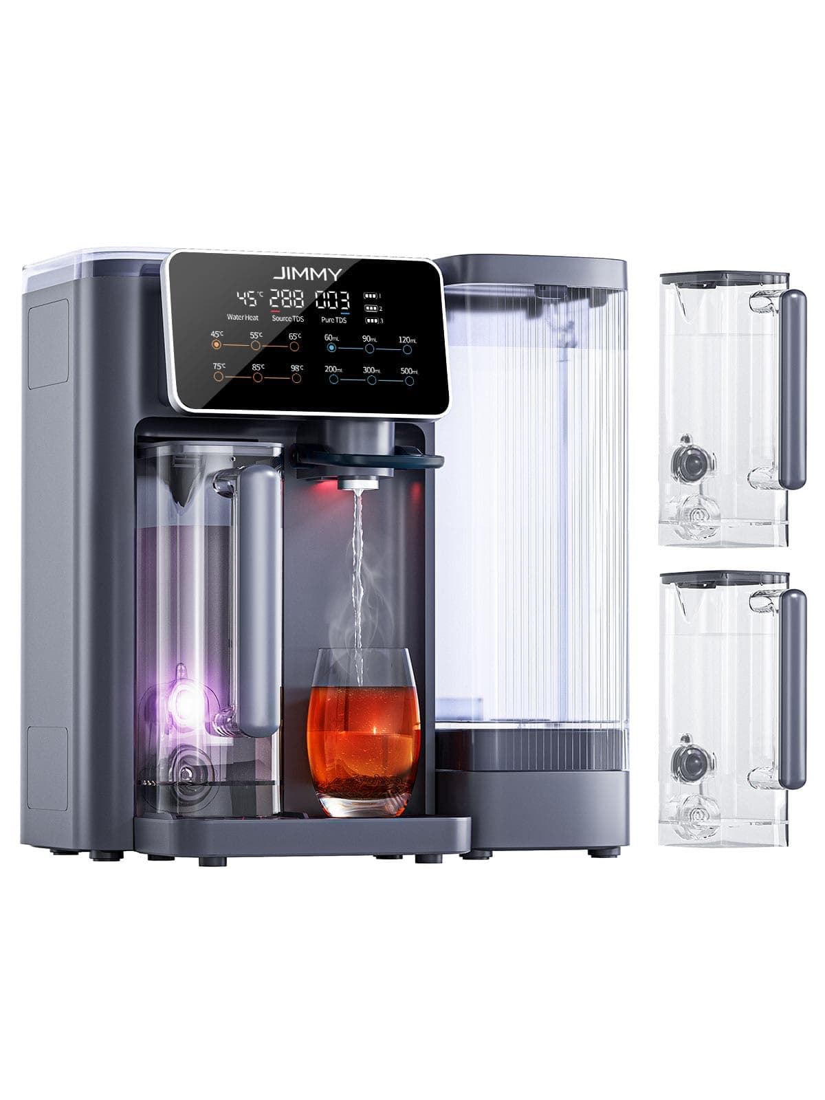 Jimmy R9 Purificador Agua Osmosis Inversa Doméstica Para Encimera, Dispensador Agua Caliente, 7 Etapas Filtración, UV, Calentamiento 3S, 7 Temperaturas, Monitor TDS