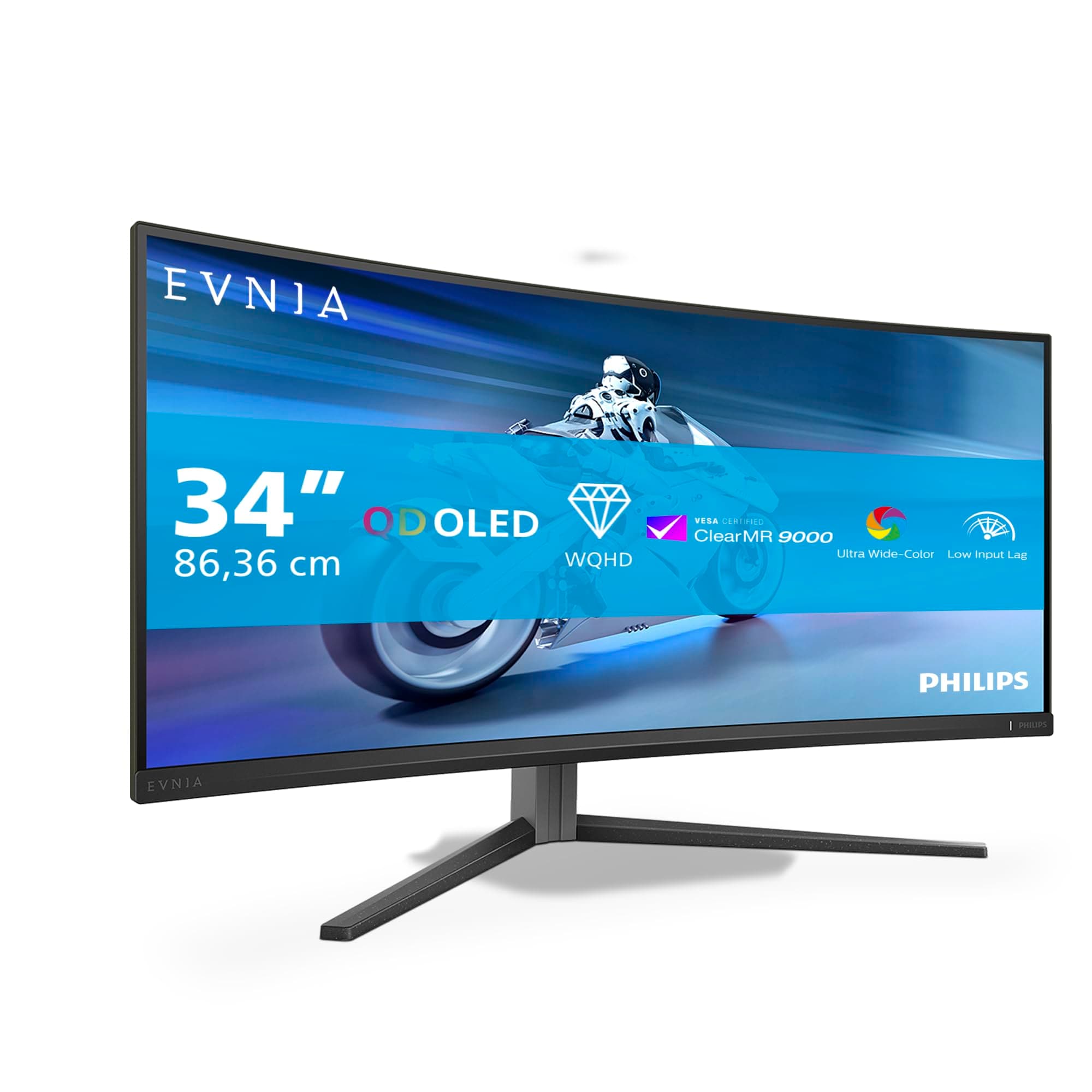 Philips Evnia 34M2C6500AM - Monitor Curvo OLED WQHD de 34 Pulgadas, 175 Hz, 0,03 ms, FreeSync Premium Pro, Comp. G-Sync, HDR400 (3440x1440, 2X HDMI, DisplayPort, USB Hub) Gris Oscuro