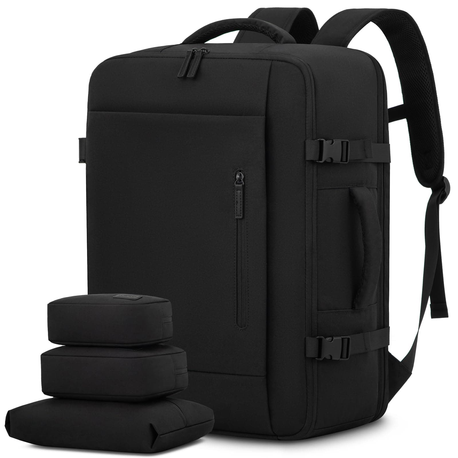LOVEVOOK Handgepäck Rucksack, 40L Groß Reiserucksack Herren Damen Kofferrucksack Flugzeug Tasche, Travel Backpack Carry On Luggage für 17 Zoll Laptop, Reisetasche Koffer Cabin Bag für Reise, Schwarz