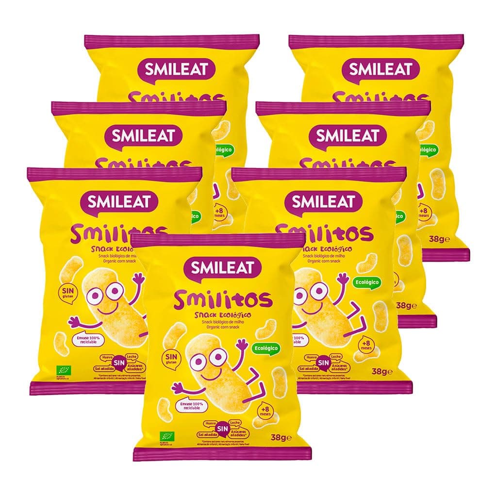 Smileat - Pack de 7 Smilitos Snack - Sabor a Maíz - Merienda divertida para peques desde 8 Meses - 38g
