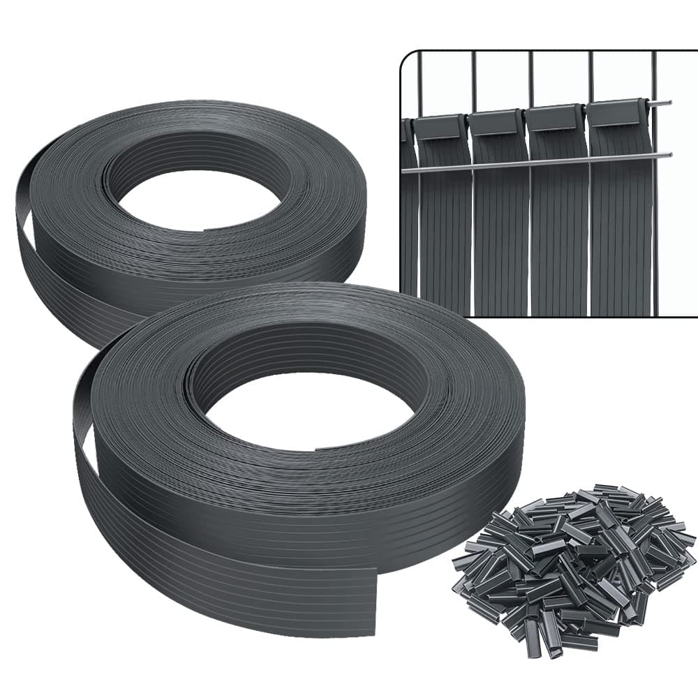 vounot® Kit de lamelles Occultantes PVC 150m x 4.7cm 300 Clips Brise Vue de Qualité Bandes de Protection pour Panneau Grillagé Clôtures Rigides Gris