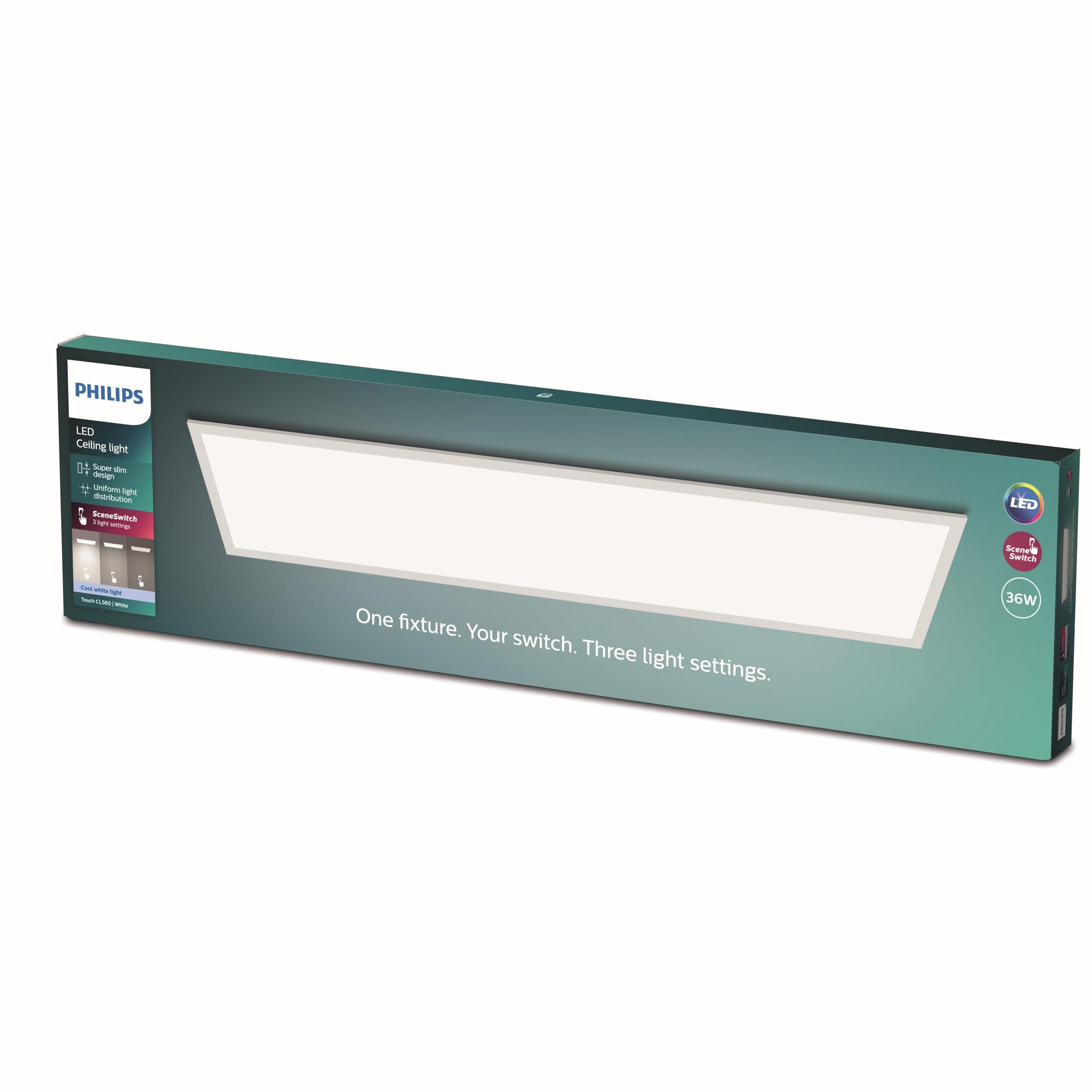 PHILIPS Panneau LED rectangulaire SceneSwitch à intensité variable 4000 K 36 W [Blanc froid] Pour éclairage intérieur, salon et chambre à coucher