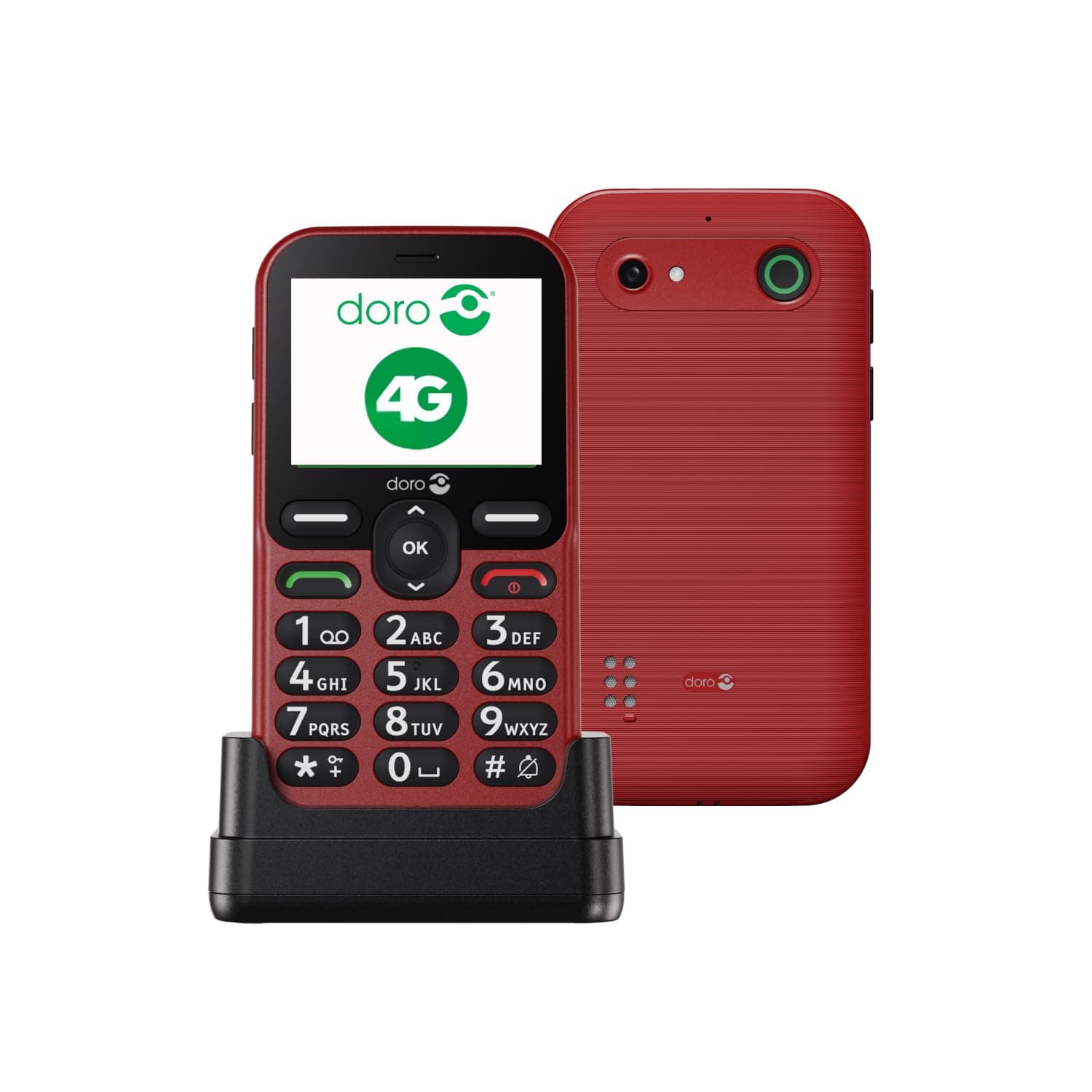 Doro - Téléphone Levier E10 - Téléphone portable pour personnes âgées - Écran horizontal 2,4", touches contraste élevé, son fort et clair, HD Voice, appareil photo, bouton sécurisé - Base de charge