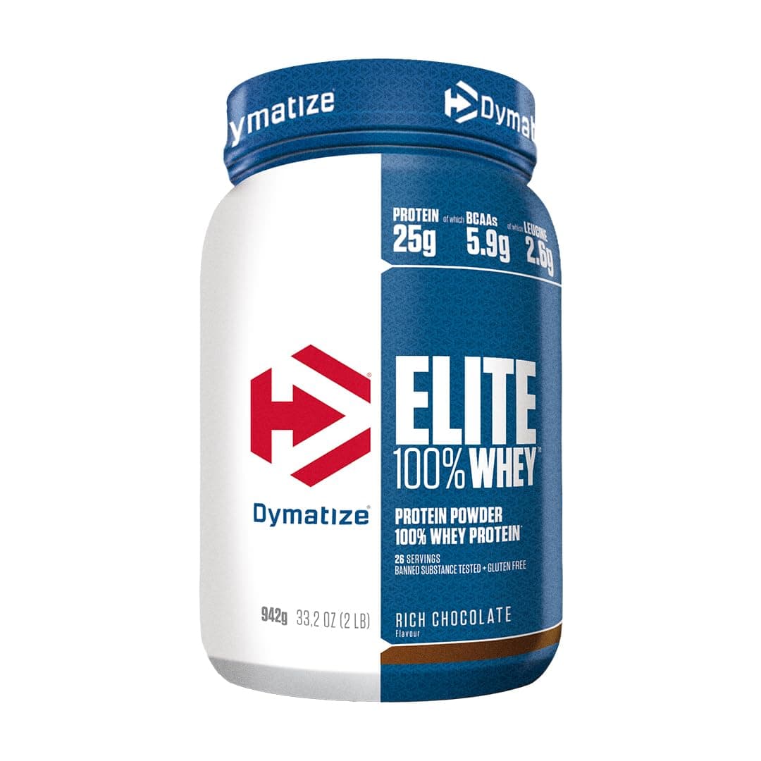 Dymatize Elite 100% Whey Rich Chocolate 932g - Pulverizador de adecuada Poteína y Baja Azúcar + Proteína de Suero y BCAA
