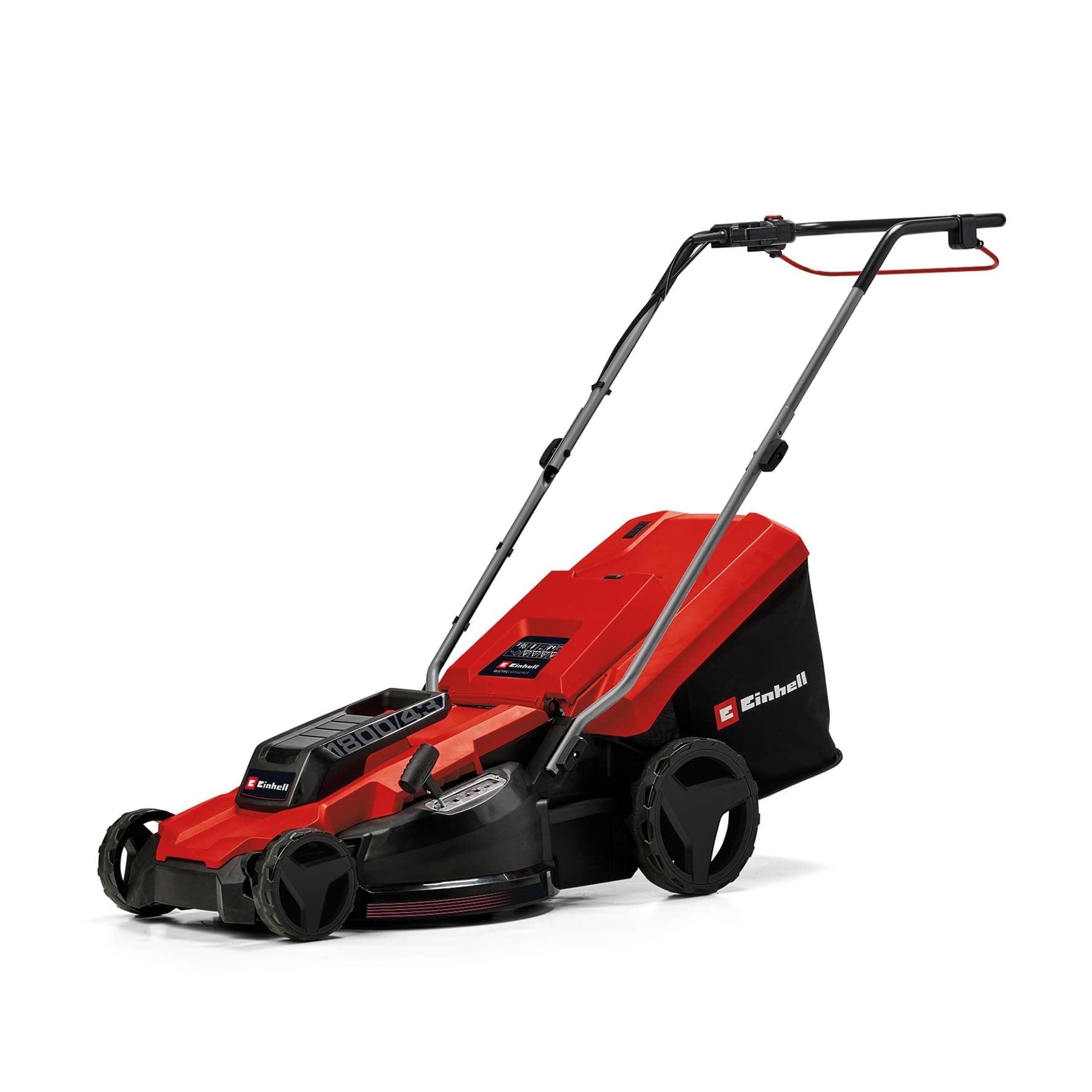 Einhell tosaerba elettrico GC-EM 1800/43 (1.800 W, larghezza di taglio 43 cm, fino a 800 m², cesto raccoglierba da 50 L, regolazione centrale dell'altezza di taglio da 20 a 65 mm)