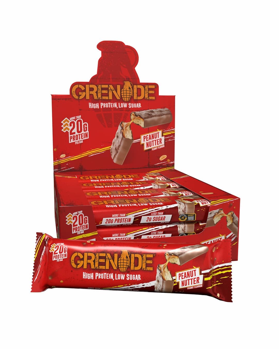 Grenade Barretta Proteica a Basso contenuto di Zuccheri - Peanut Nutter, 12 x 60 g