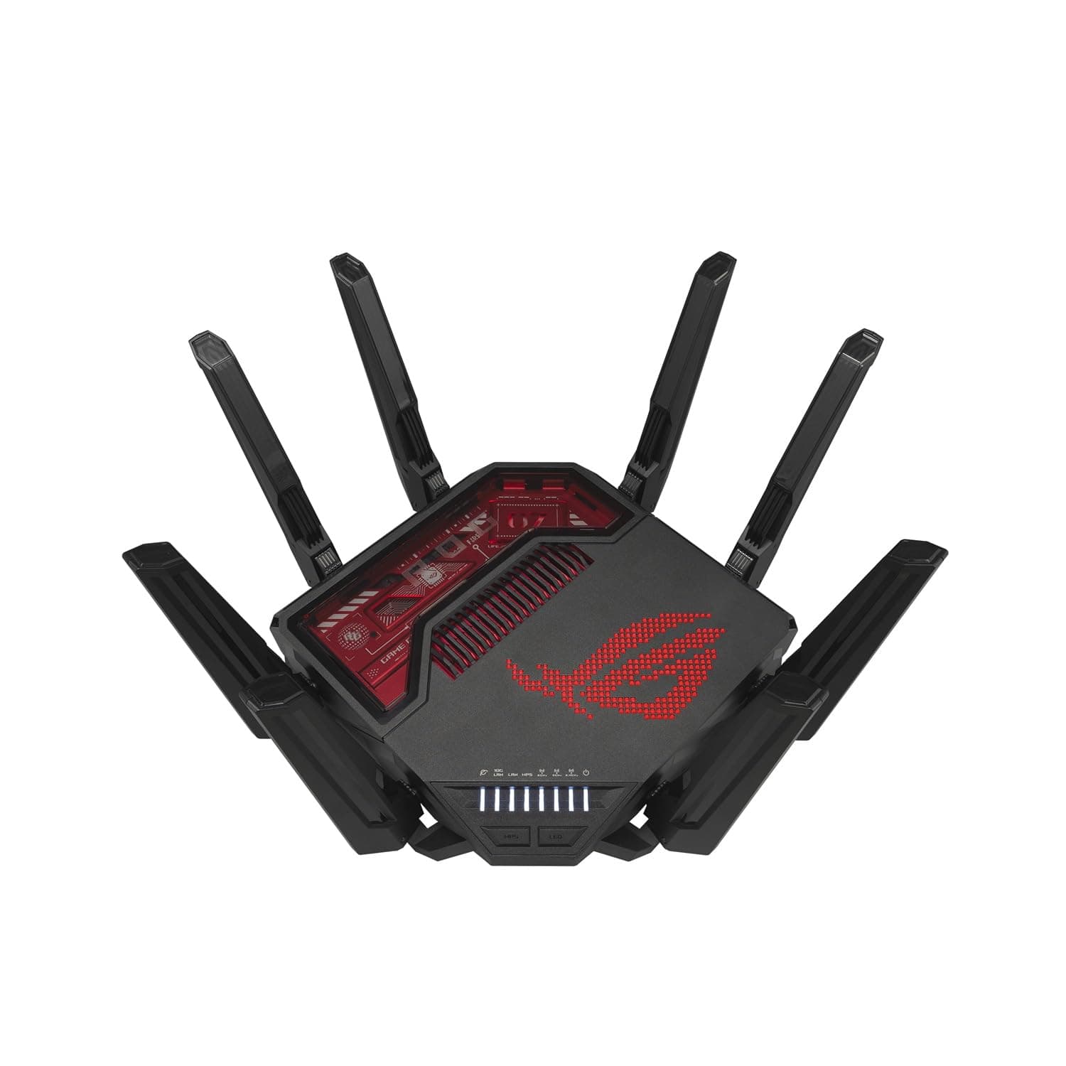 ASUS Router gaming GT-BE19000 Tri-band WiFi 7 (802.11be), larghezza di banda 320 MHz e 4096-QAM, doppie porte 10G, accelerazione di gioco a triplo livello, rete di gioco, AURA RGB, supporto AiMesh